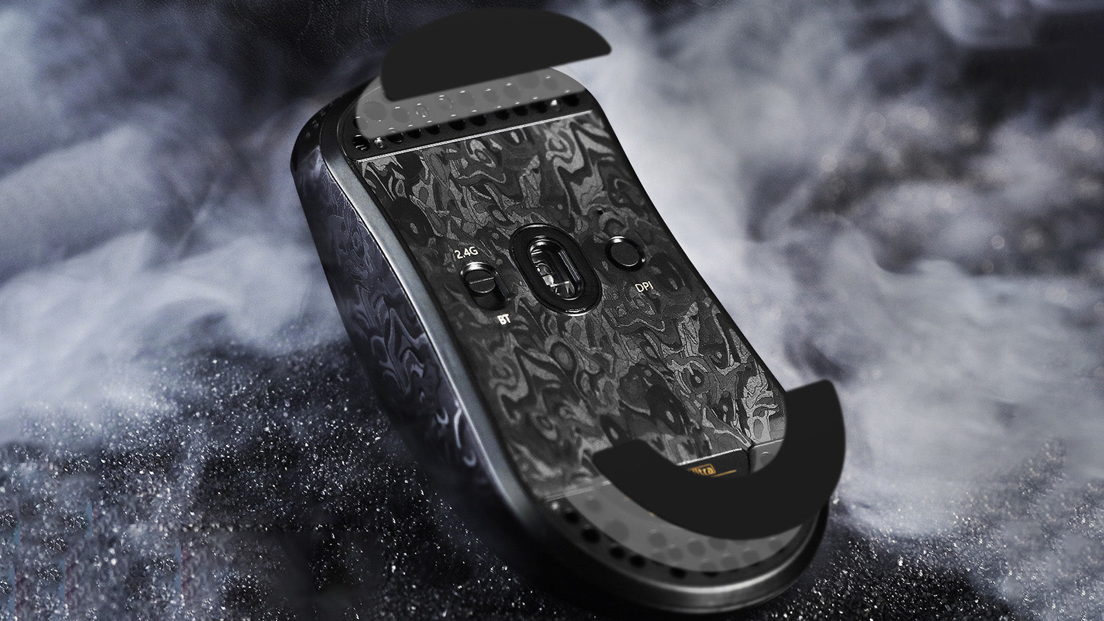 Attack Shark Gaming Mouse Black Camo Edition with Smoke Effect Background