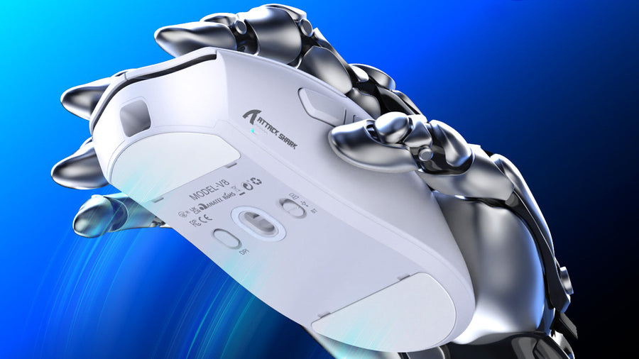 White ergonomic vertical mouse displayed with a comfortable office design