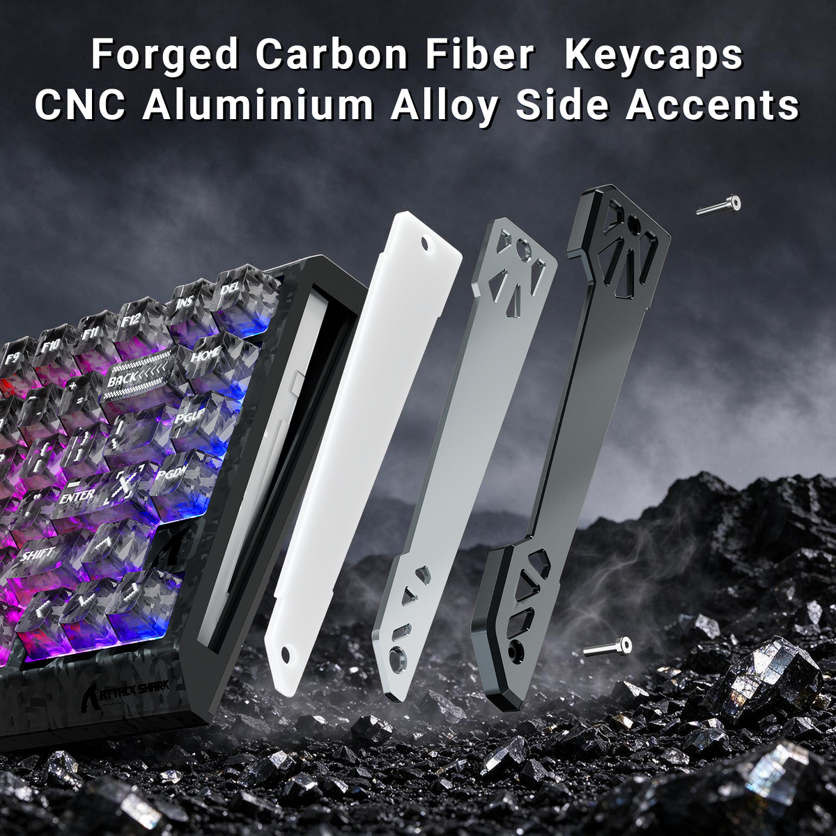 ATTACK SHARK R86 HE Carbon Fiber Wired Rapid Trigger Magnetic Switch Gaming Keyboard with C01 ULTRA RGB Coiled Cable