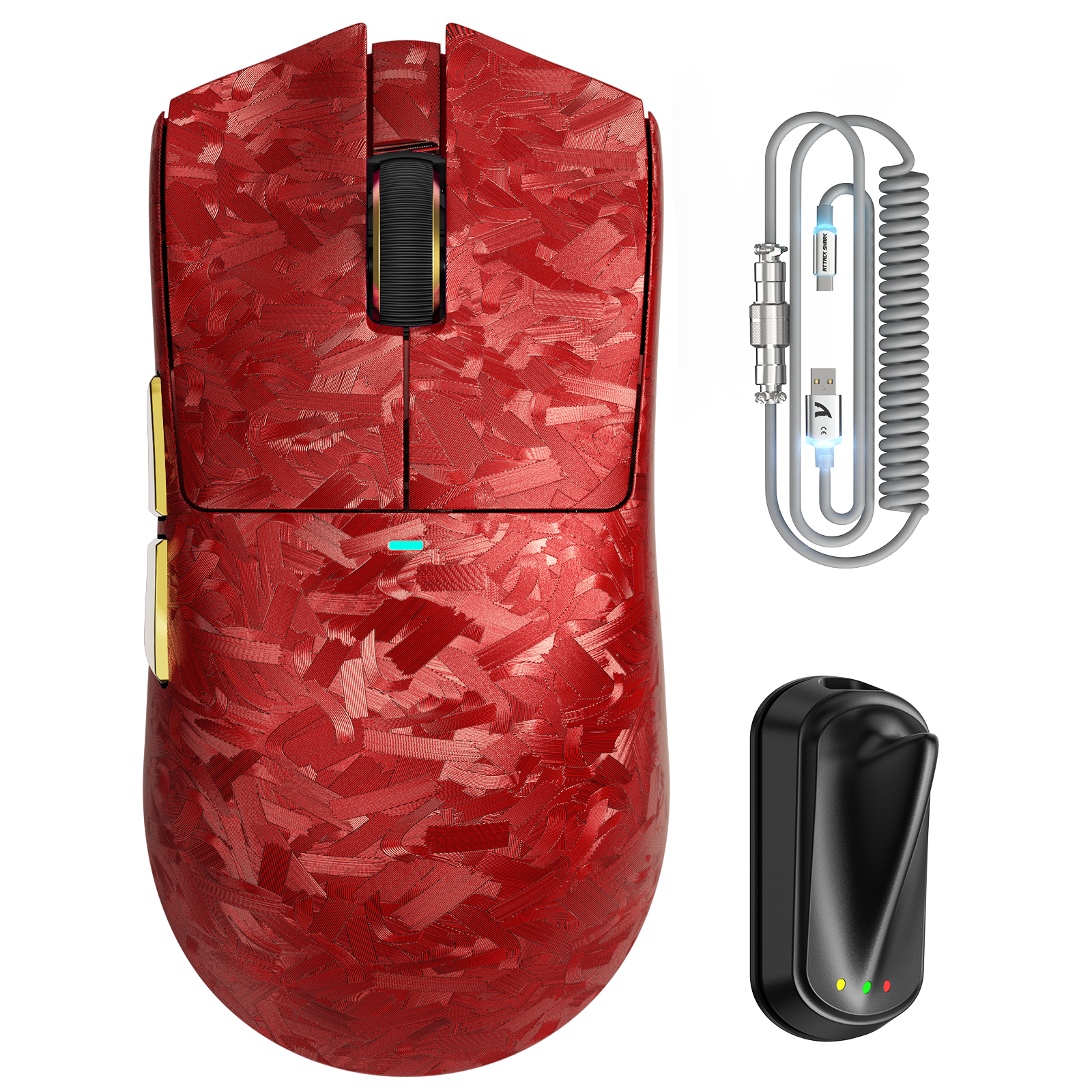 Mouse Gamer Sem Fio ATTACK SHARK X11 ULTRA Fibra de Carbono Com Cabo LED Ultra C06