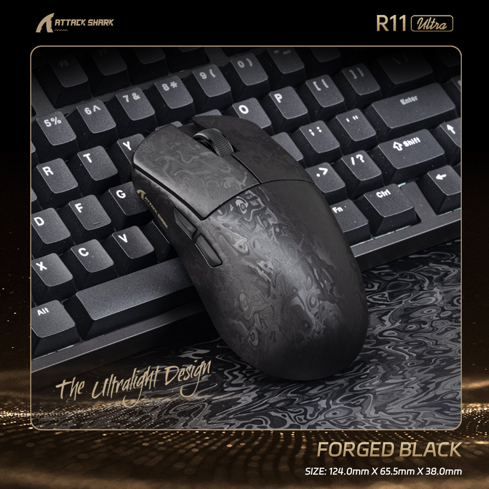 ATTACK SHARK R11 ULTRA Carbon Fiber Wireless 8K PAW3950MAX Gaming Mouse