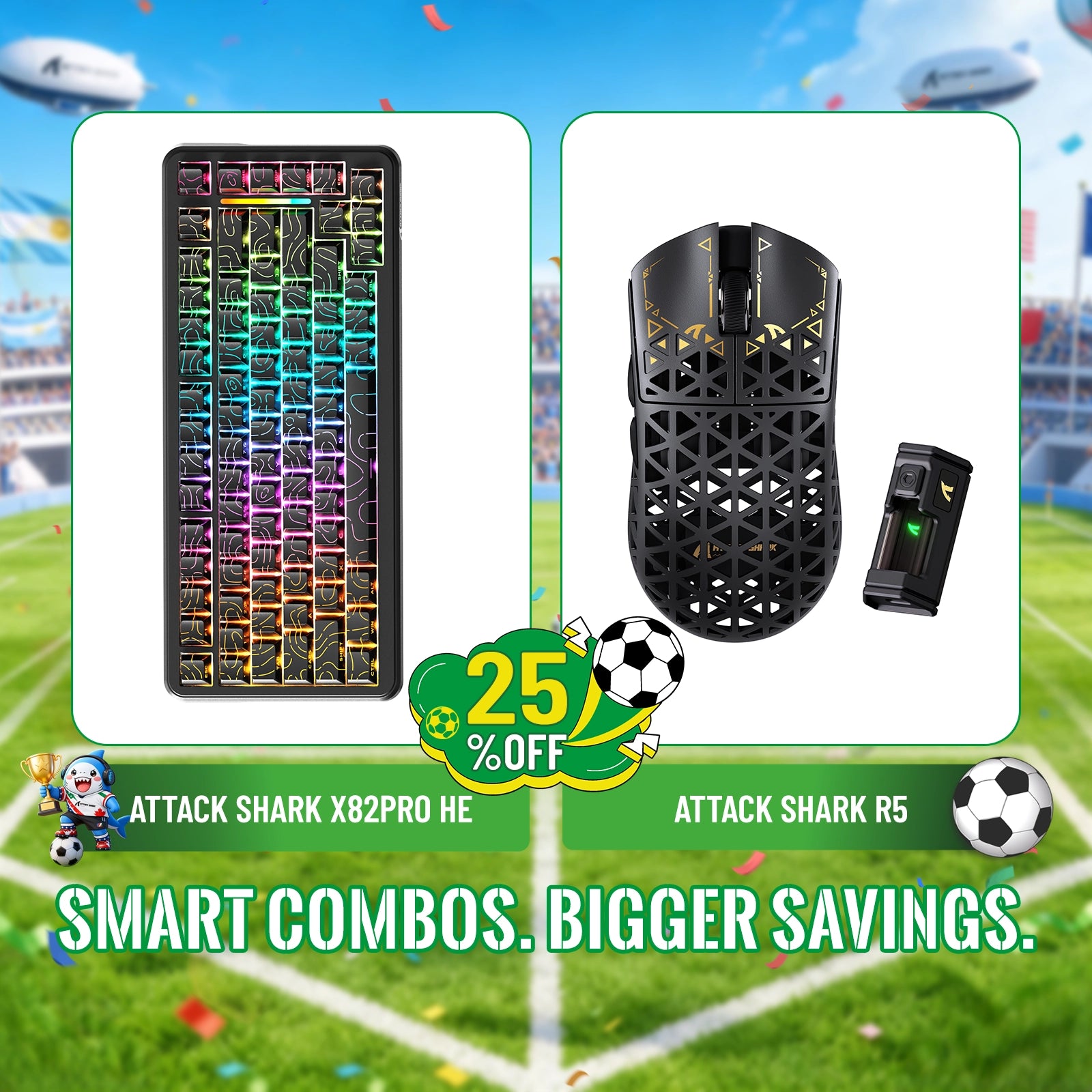 ATTACK SHARK X82PRO HE Rapid Trigger Tastatur + R5 Carbonfaser Kabellose Gaming-Maus Bundle