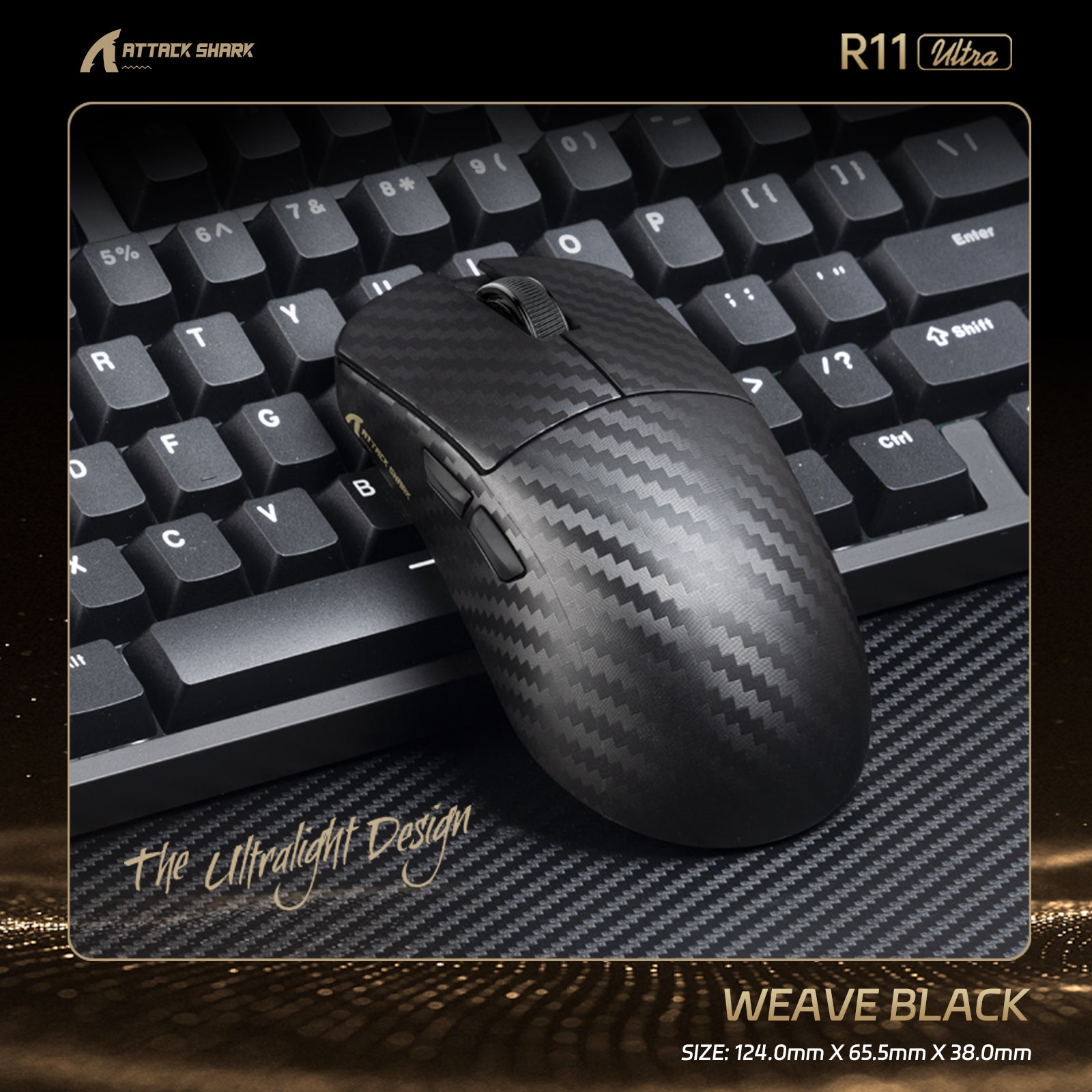 ATTACK SHARK R11 ULTRA Carbon Fiber Wireless 8K PAW3950MAX Gaming Mouse