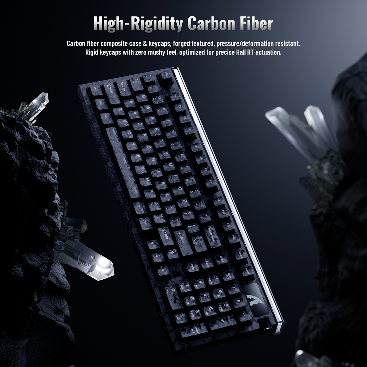 Teclado con cable ATTACK SHARK R98 HE de fibra de carbono, gatillo rápido, interruptor magnético y cable en espiral C01 Ultra RGB