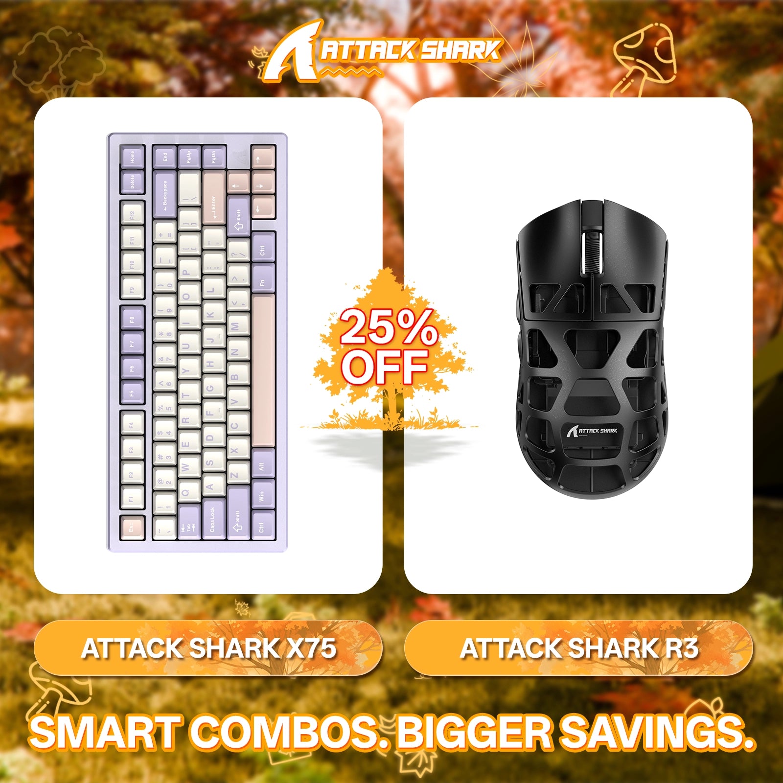 Paquete de teclado de aluminio completo ATTACK SHARK X75 + ratón para juegos de aleación de magnesio R3