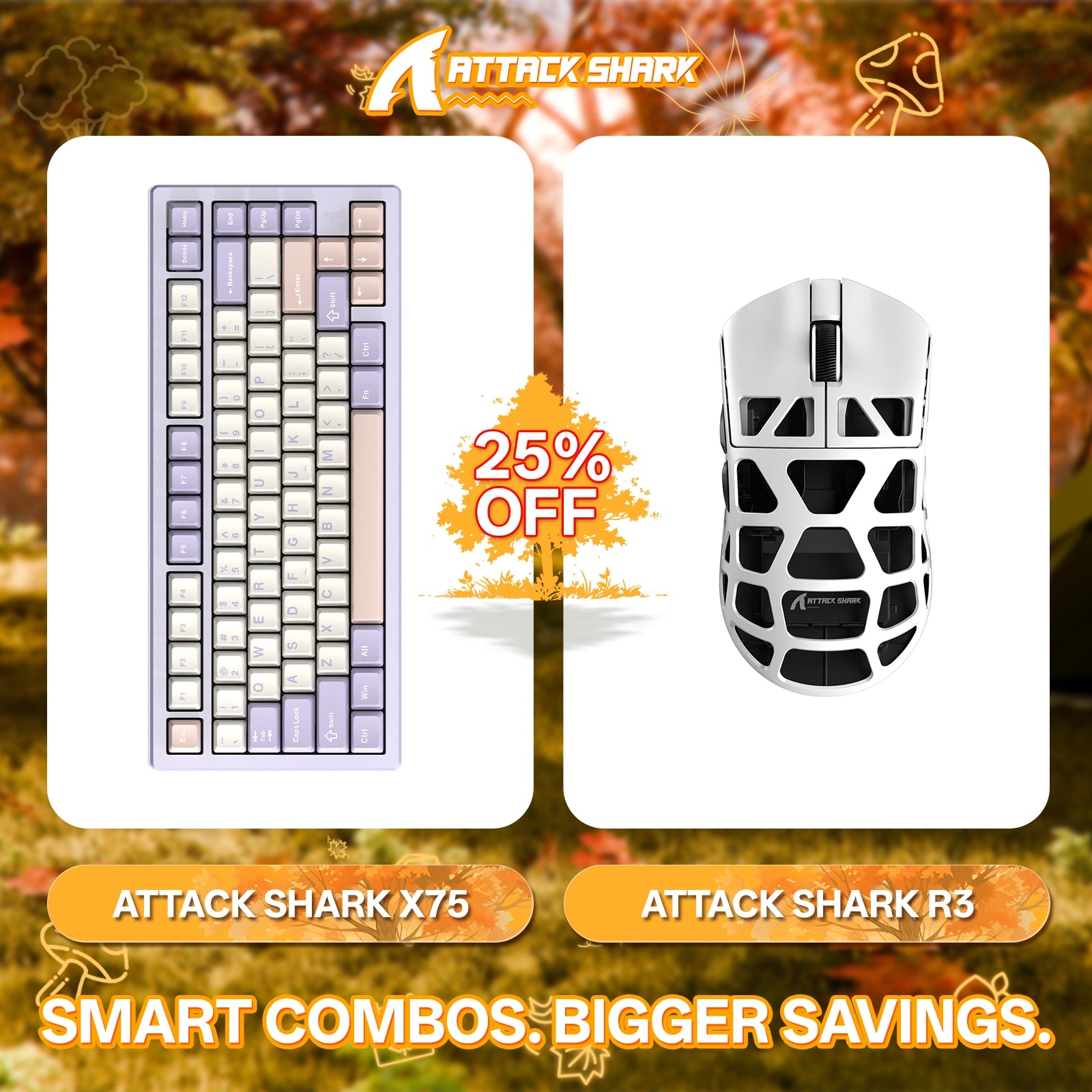 Paquete de teclado de aluminio completo ATTACK SHARK X75 + ratón para juegos de aleación de magnesio R3