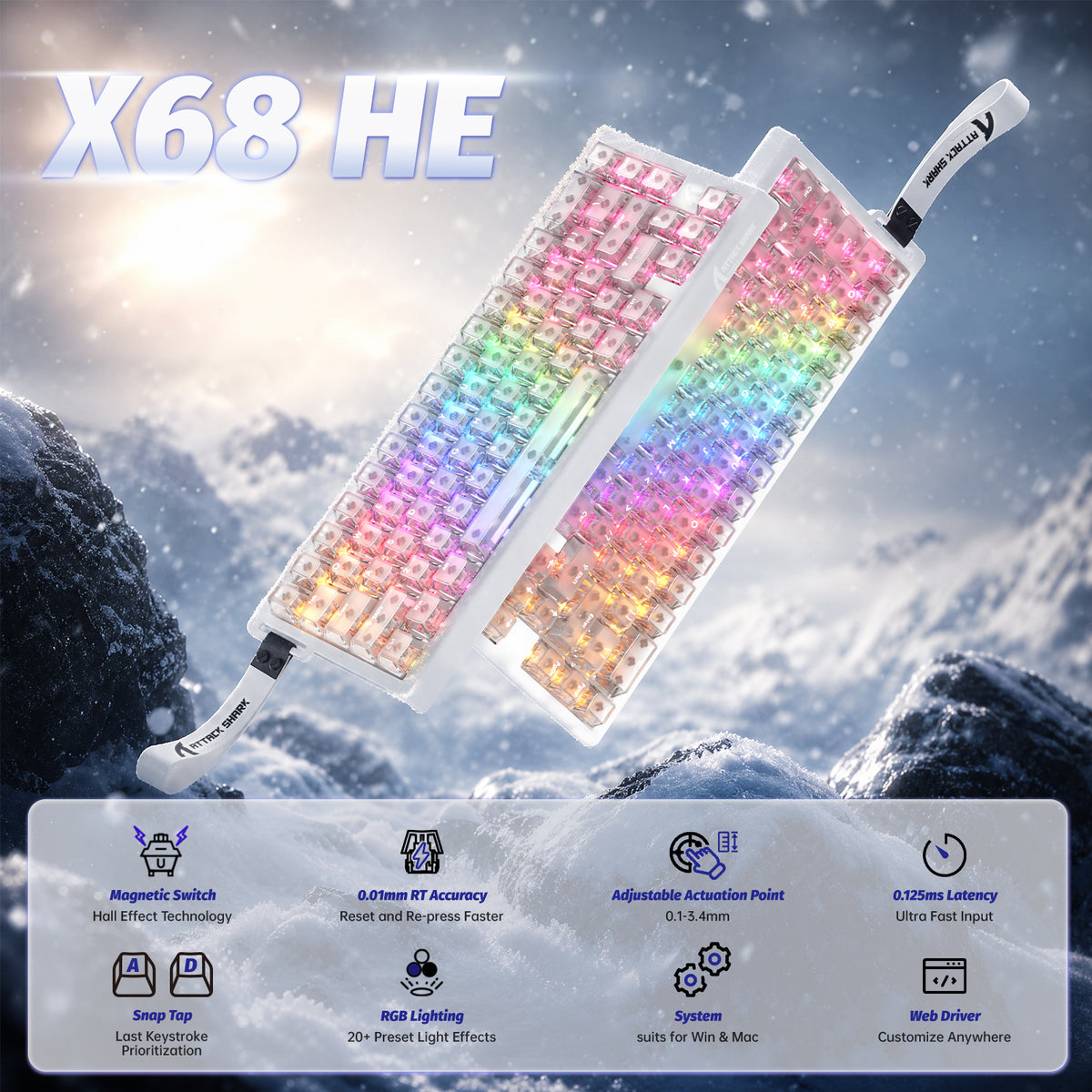 ATTACK SHARK X68 HE Tastiera Rapid Trigger con Switch Magnetico