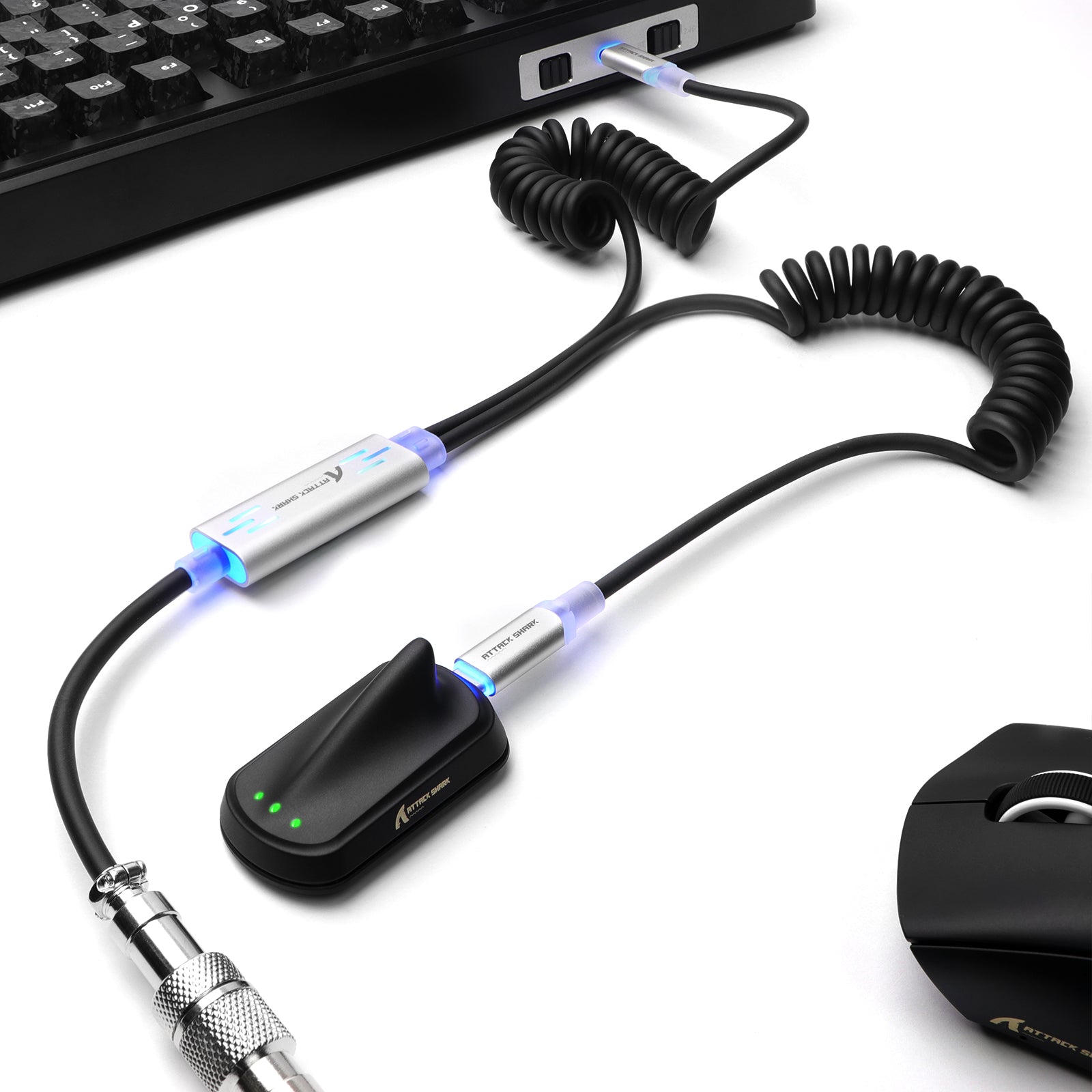 ATTACK SHARK C08 2-in-1 맞춤형 항공 케이블, 8kHz 마그네틱 키보드용