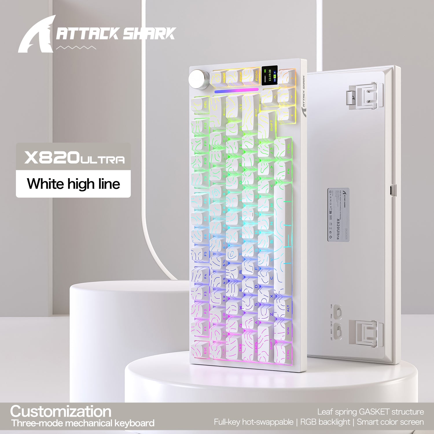 Teclado mecánico ATTACK SHARK X820ULTRA con cable en espiral C01ULTRA