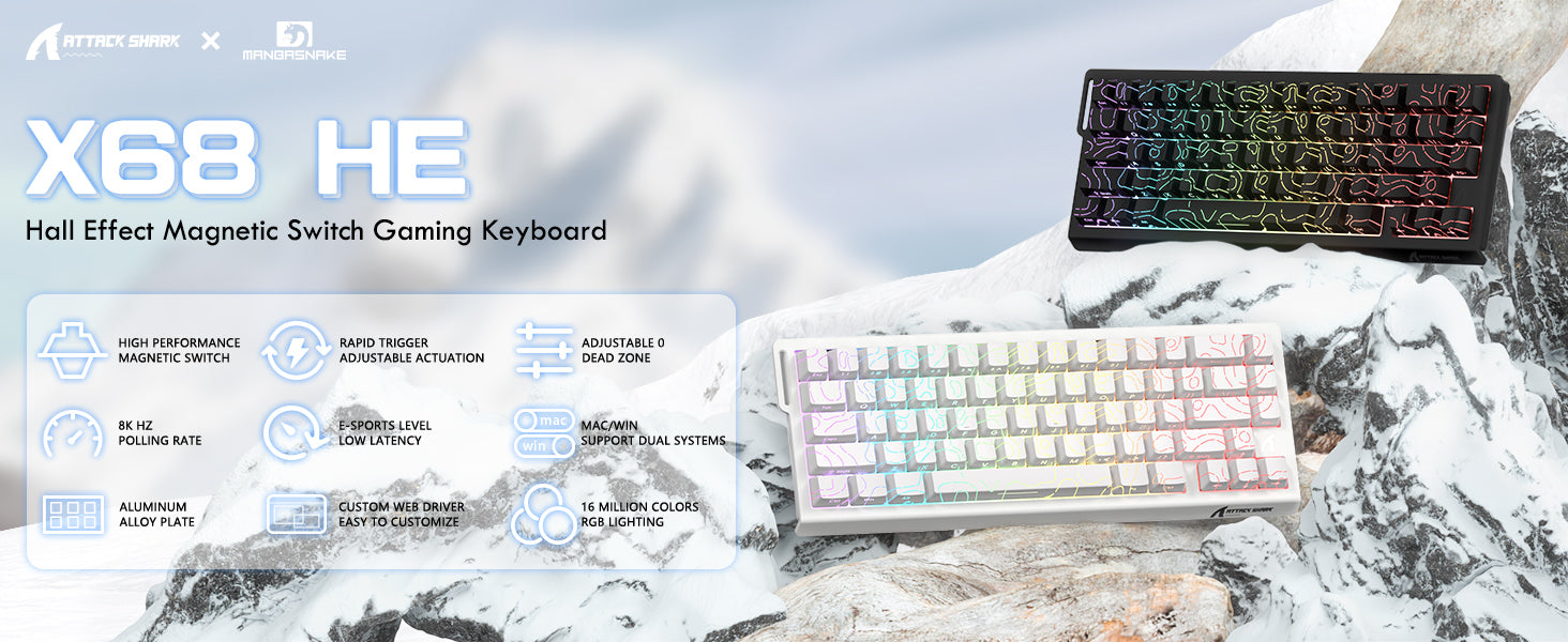 ATTACK SHARK X68HE Magnetische Tastatur mit X3 Gaming-Maus-Set