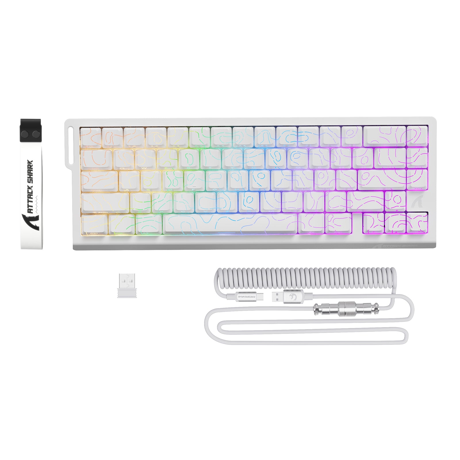 ATTACK SHARK X68PRO HE Kabellose Rapid Trigger-Tastatur mit Spiralkabel