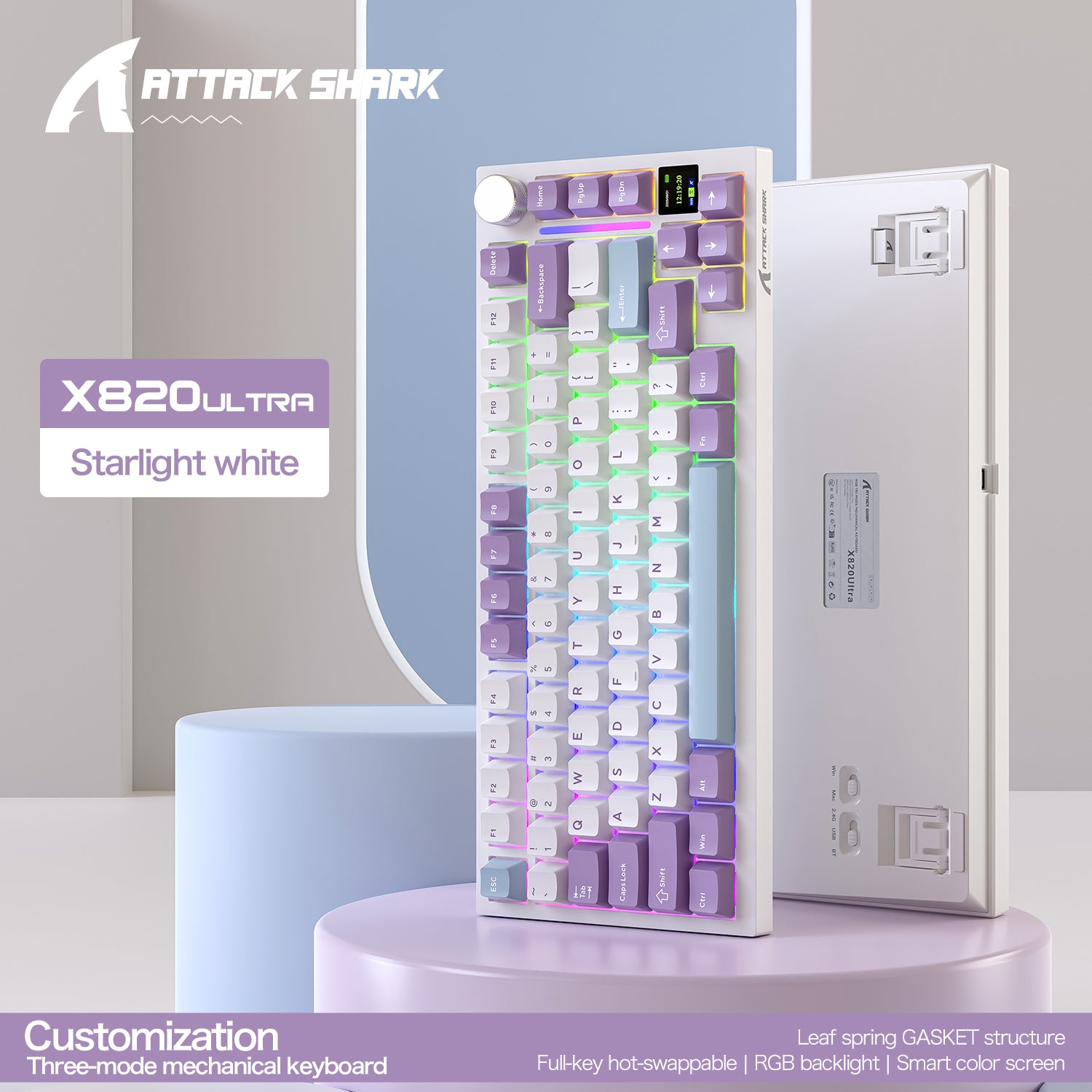 Teclado mecánico ATTACK SHARK X820ULTRA con cable en espiral C01ULTRA