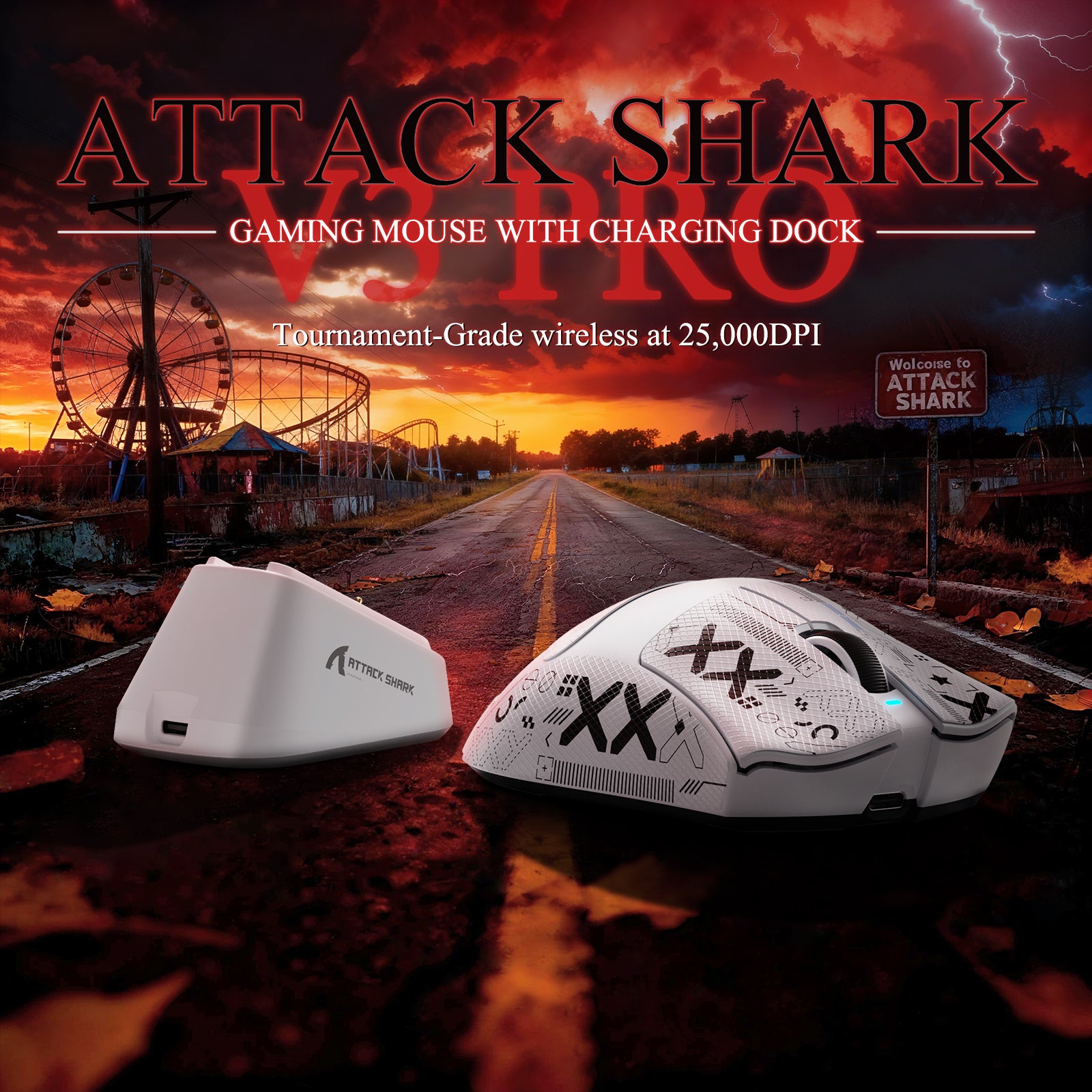 ATTACK SHARK V3PRO 超軽量トライモードゲーミングマウス(充電ドック付き)