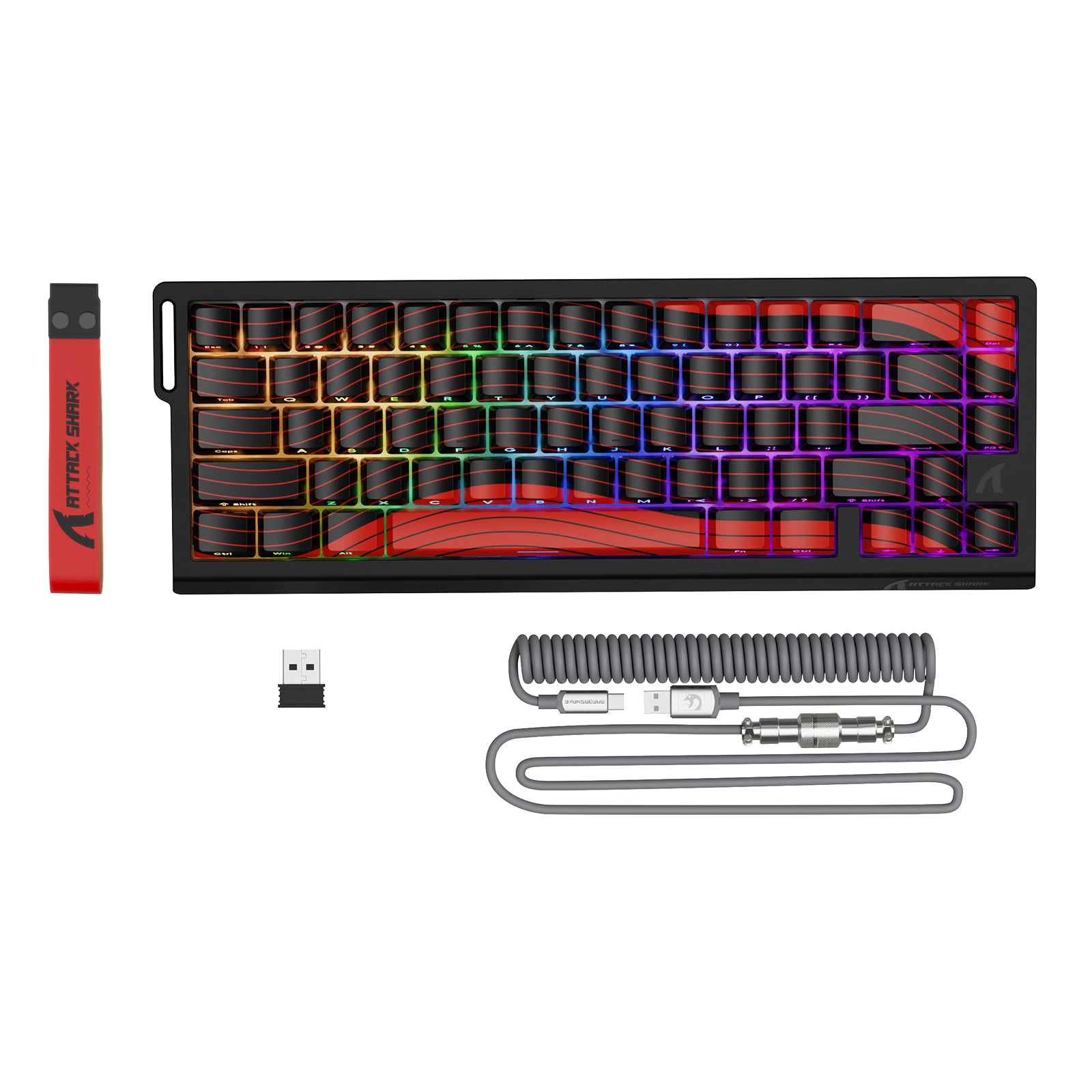 ATTACK SHARK X68PRO HE Kabellose Rapid Trigger-Tastatur mit Spiralkabel