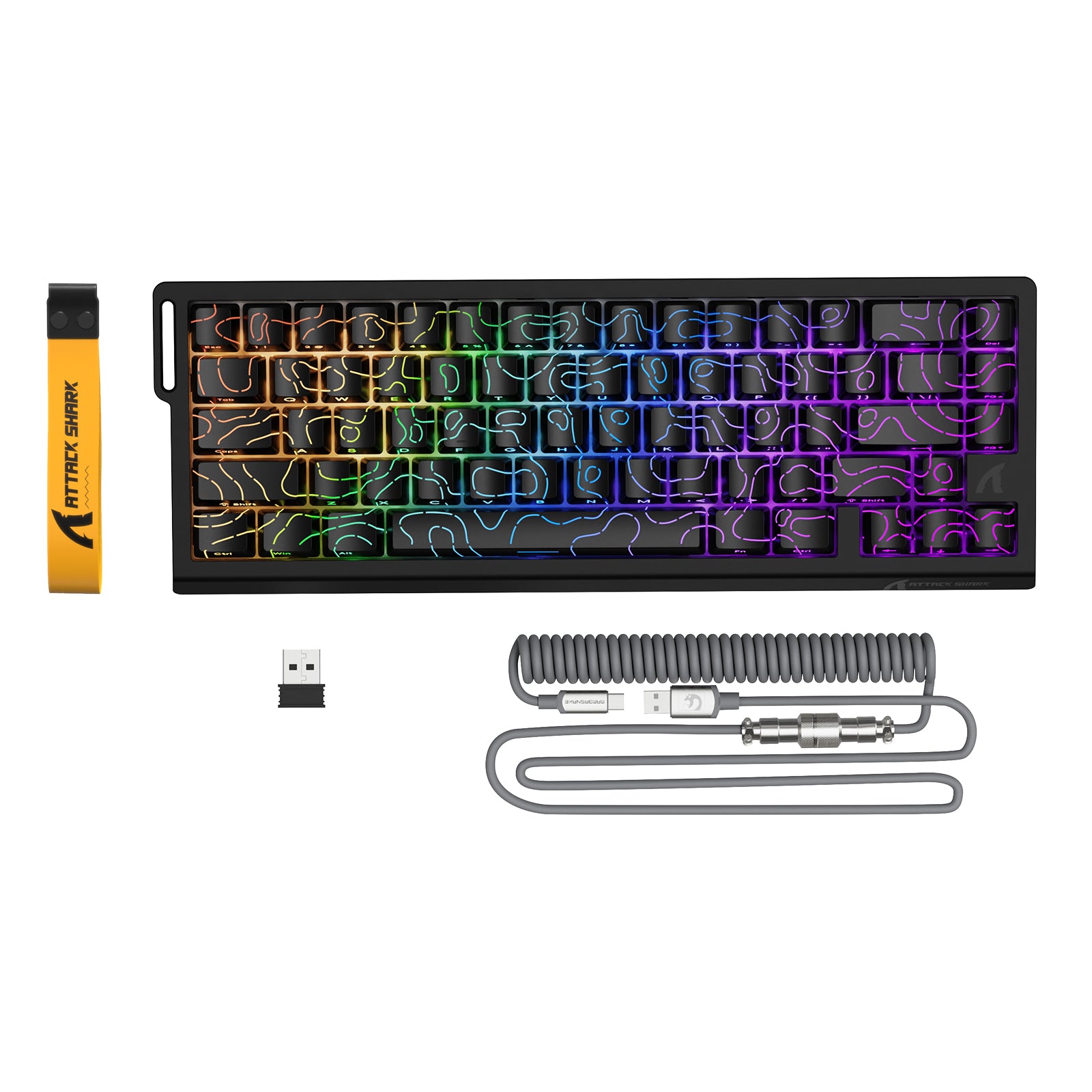 ATTACK SHARK X68PRO HE Kabellose Rapid Trigger-Tastatur mit Spiralkabel