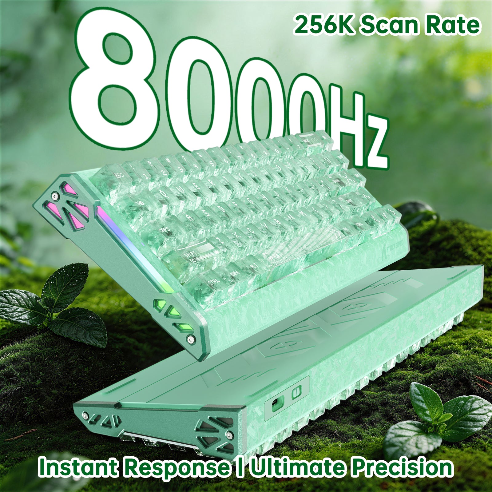 ATTACK SHARK R68 HE 카본 파이버 유선 래피드 트리거 마그네틱 스위치 키보드 (C01 울트라 RGB 코일드 케이블 포함)