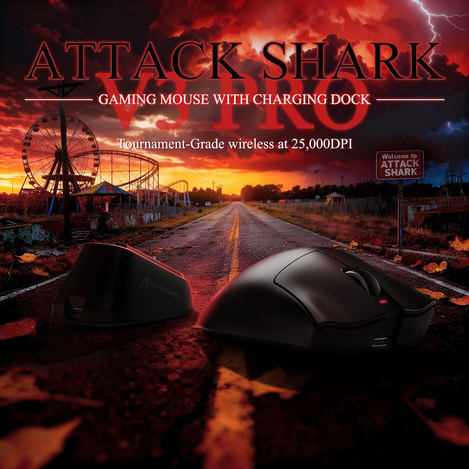 ATTACK SHARK V3PRO 超軽量トライモードゲーミングマウス(充電ドック付き)