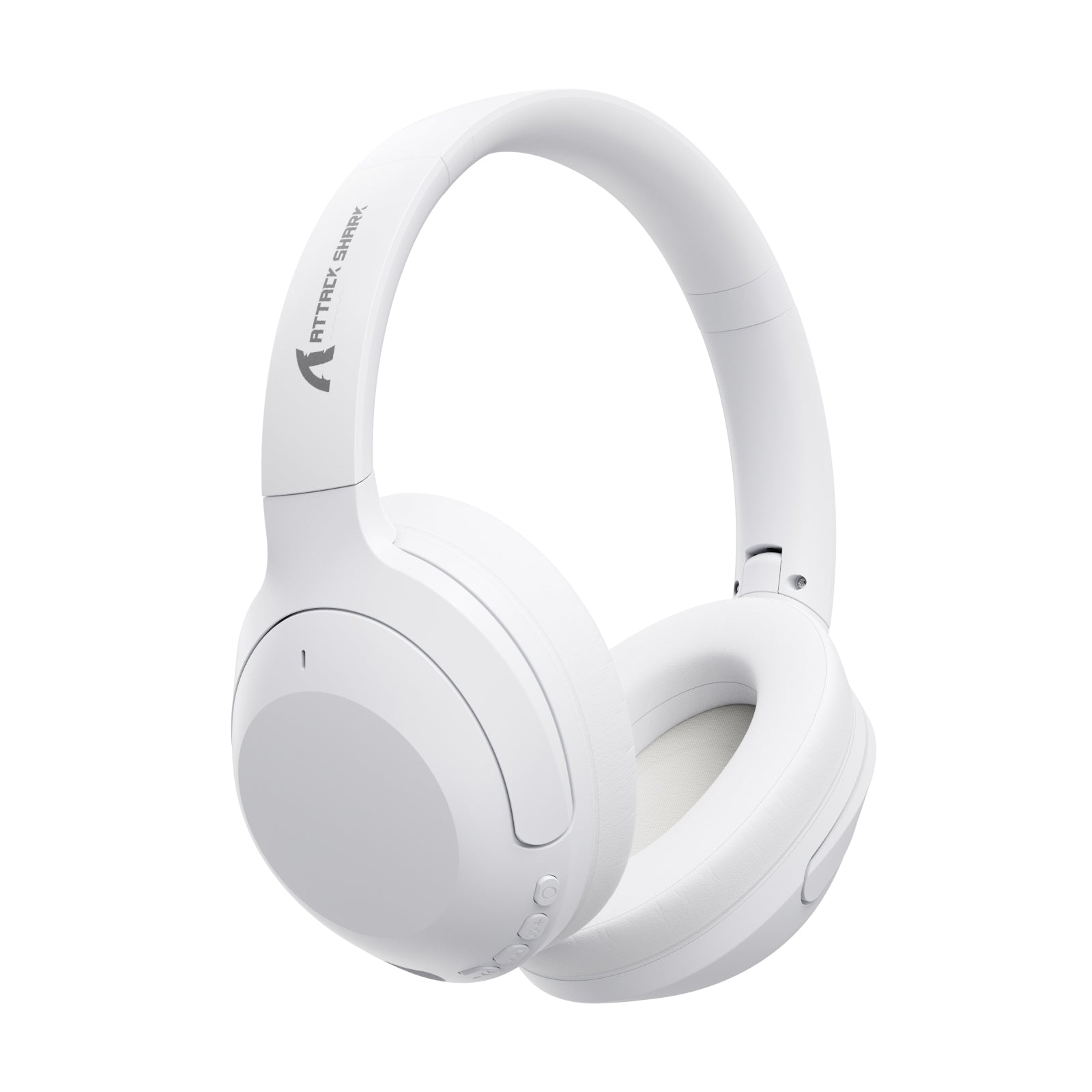 White ATTACK SHARK G300 ANC headphones, close-up product shot
