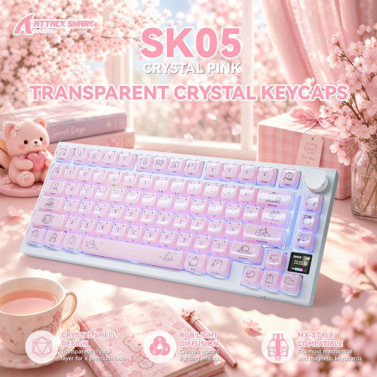 ATTACK SHARK SK05 118/119 Keys PBT Keycaps, MOA, ANSI