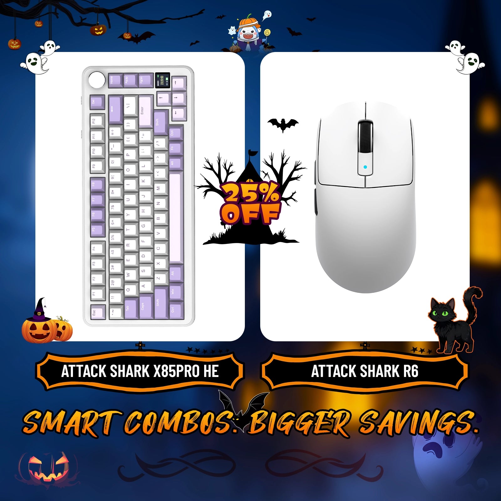 ATTACK SHARK X85PRO Tri-Mode Gasket Mechanische Tastatur + R6 Kabellose Gaming-Maus im Bundle