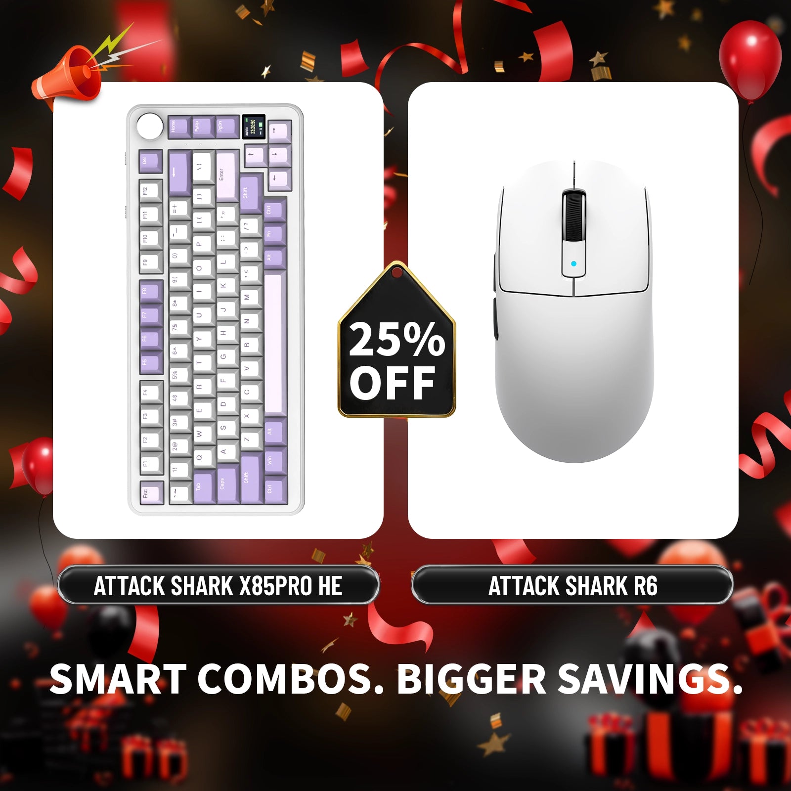 ATTACK SHARK X85PRO Tri-mode Gasket Mechanical Keyboard + R6 Wireless Gaming Mouse Bundle