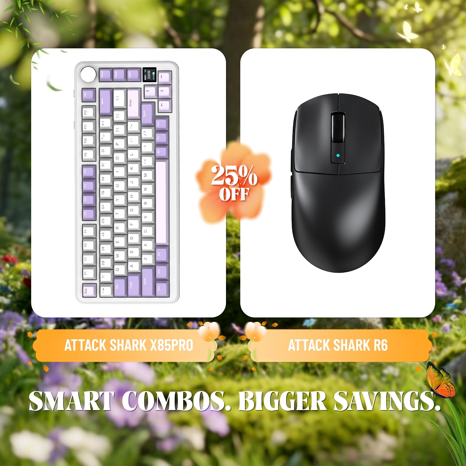 ATTACK SHARK X85PRO Tri-mode Gasket Mechanical Keyboard + R6 Wireless Gaming Mouse Bundle