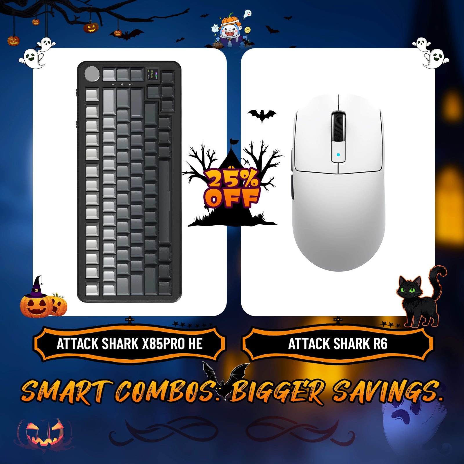ATTACK SHARK X85PRO Tri-Mode Gasket Mechanische Tastatur + R6 Kabellose Gaming-Maus im Bundle