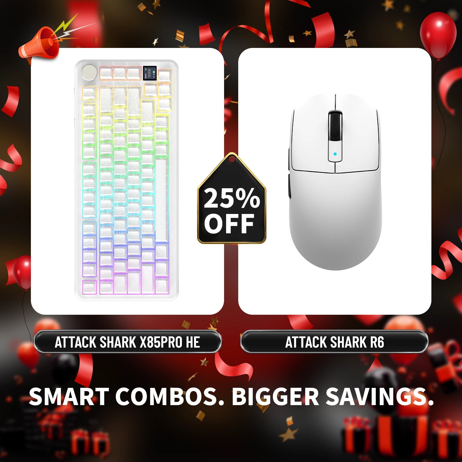 ATTACK SHARK X85PRO Tri-mode Gasket Mechanical Keyboard + R6 Wireless Gaming Mouse Bundle