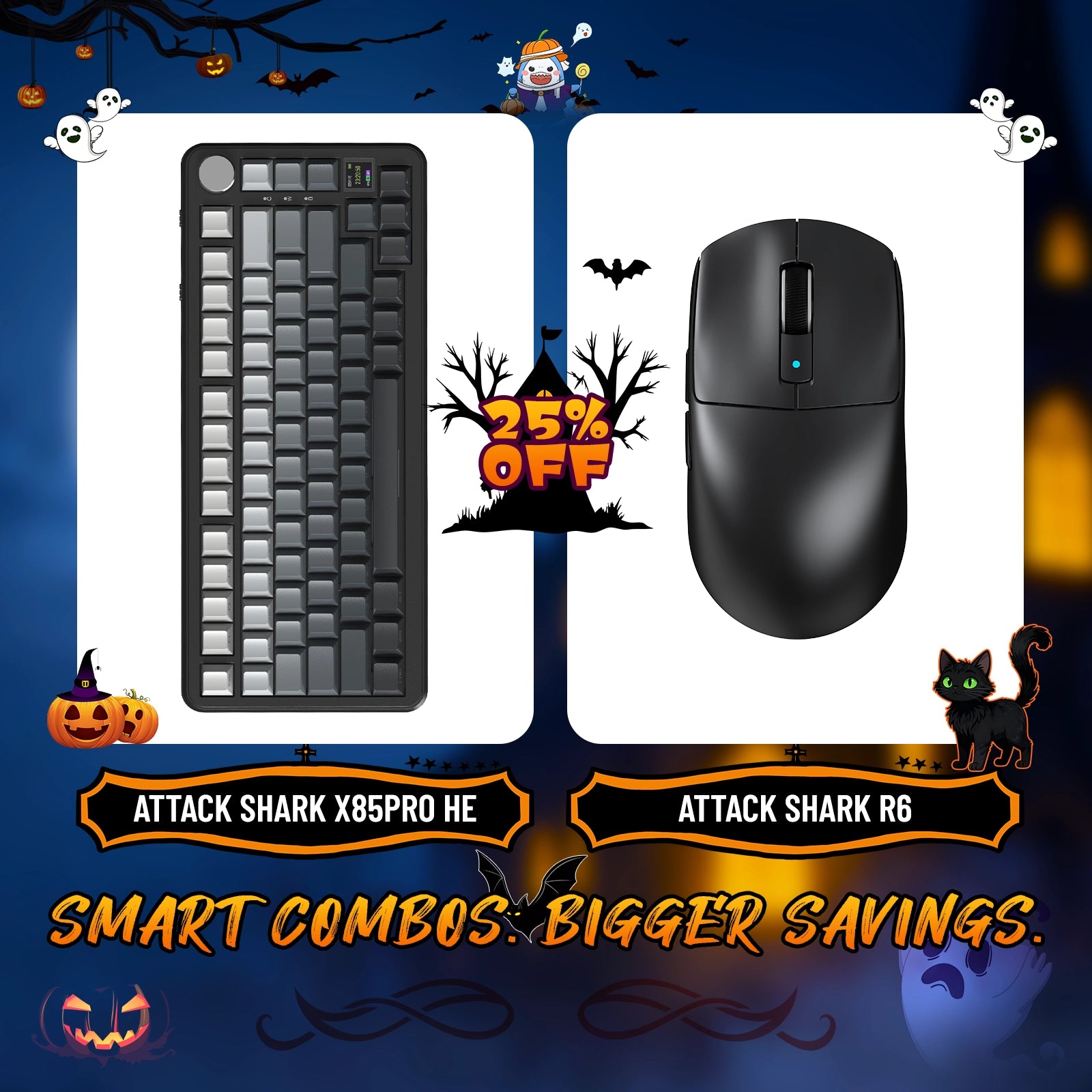 ATTACK SHARK X85PRO Tri-Mode Gasket Mechanische Tastatur + R6 Kabellose Gaming-Maus im Bundle