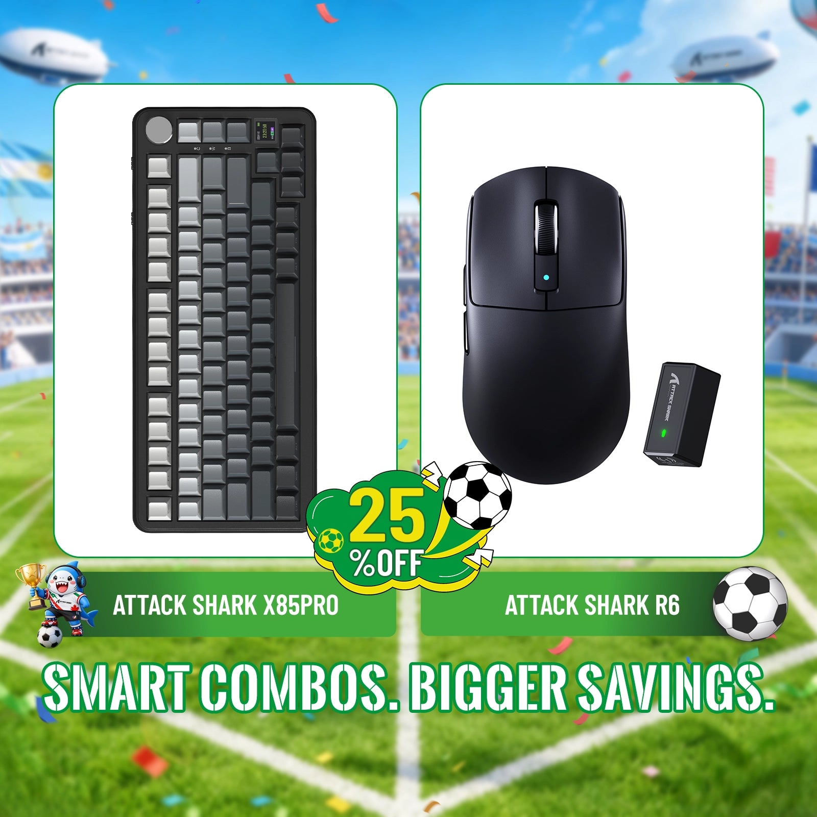 ATTACK SHARK X85PRO Tri-Modus Dichtung Mechanische Tastatur + R6 Kabellose Gaming-Maus Bundle