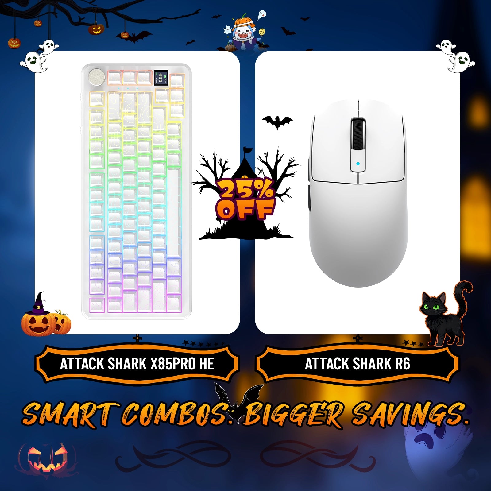 ATTACK SHARK X85PRO Tri-Mode Gasket Mechanische Tastatur + R6 Kabellose Gaming-Maus im Bundle