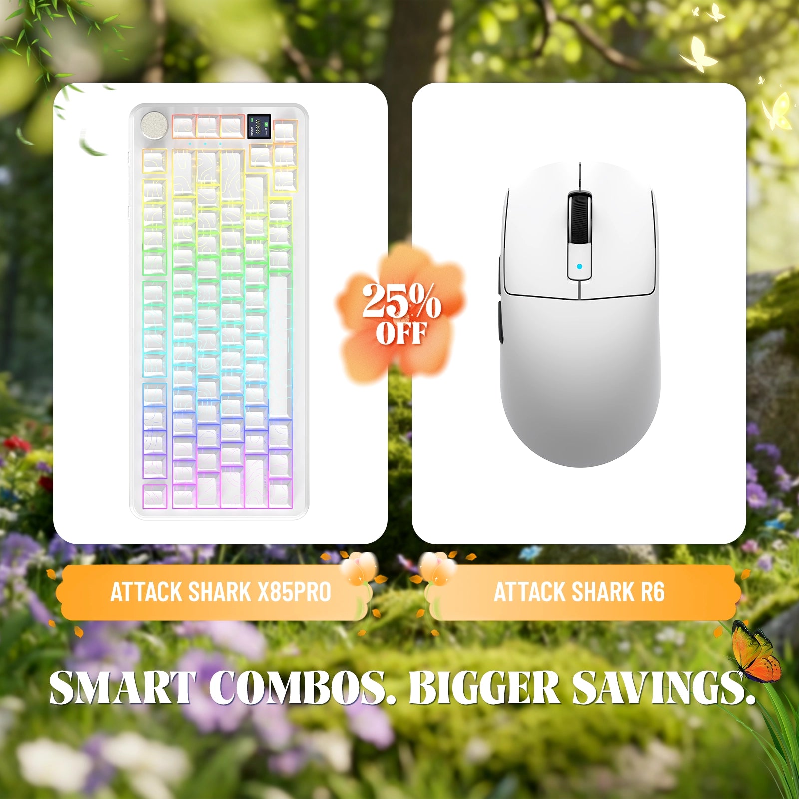 ATTACK SHARK X85PRO Tri-mode Gasket Mechanical Keyboard + R6 Wireless Gaming Mouse Bundle