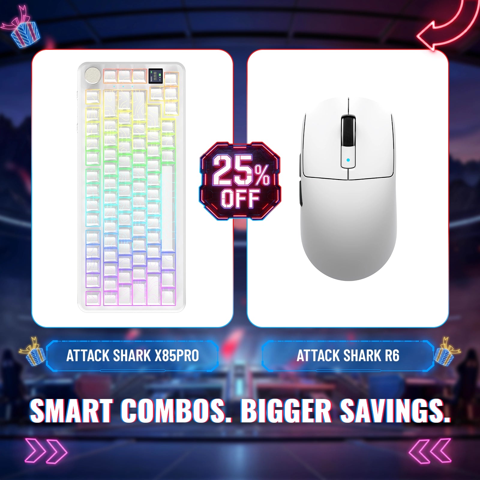 ATTACK SHARK X85PRO Tri-mode Gasket Mechanical Keyboard + R6 Wireless Gaming Mouse Bundle