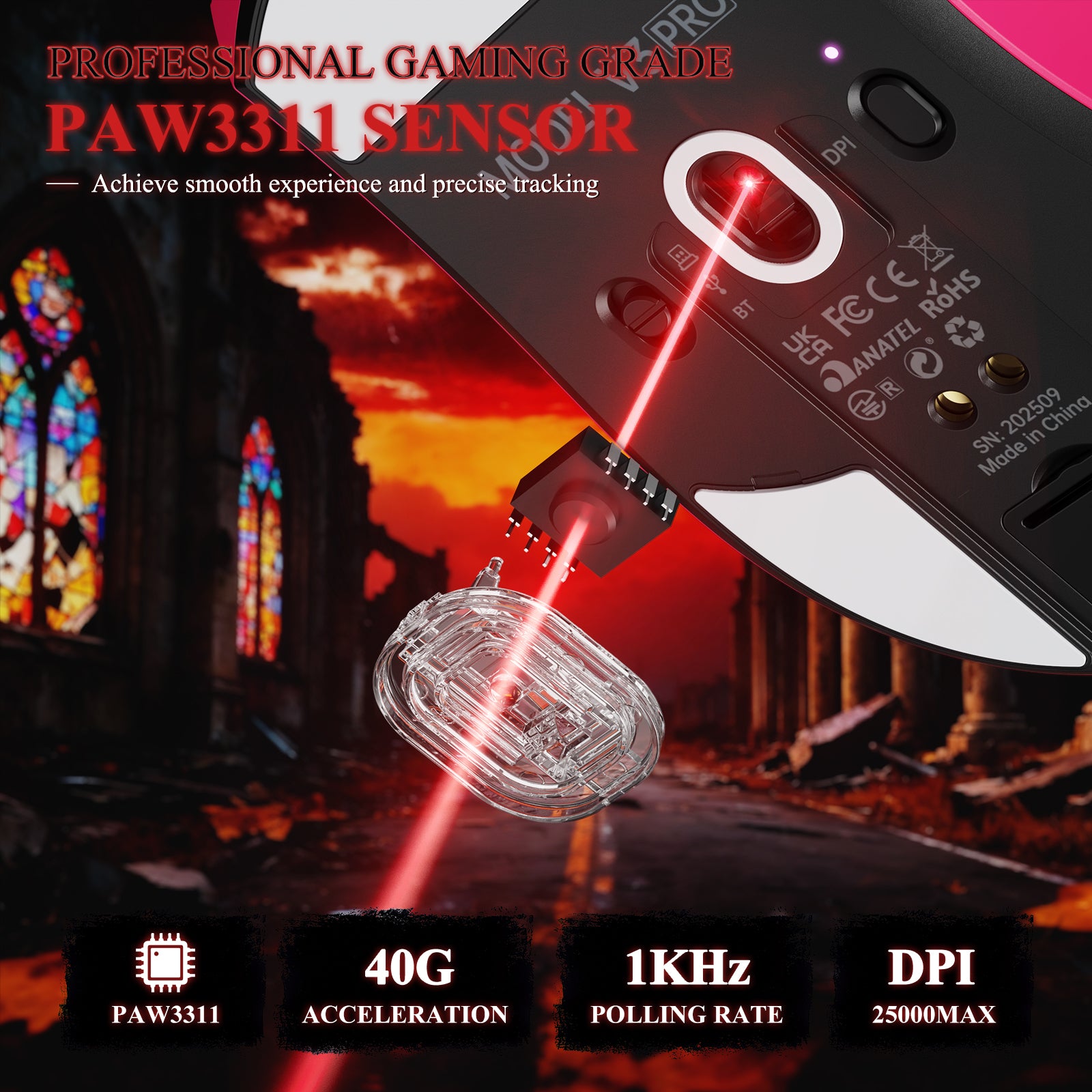 ATTACK SHARK V3PRO 超軽量トライモードゲーミングマウス(充電ドック付き)