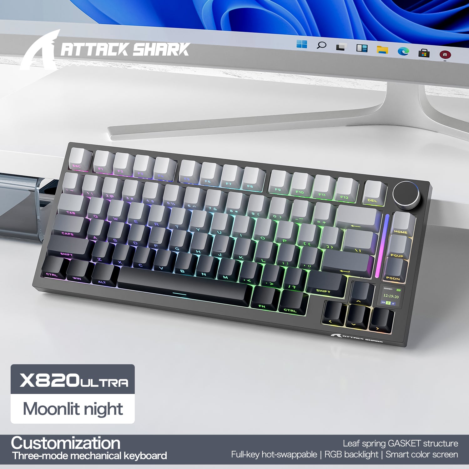 Teclado mecánico ATTACK SHARK X820ULTRA con cable en espiral C01ULTRA