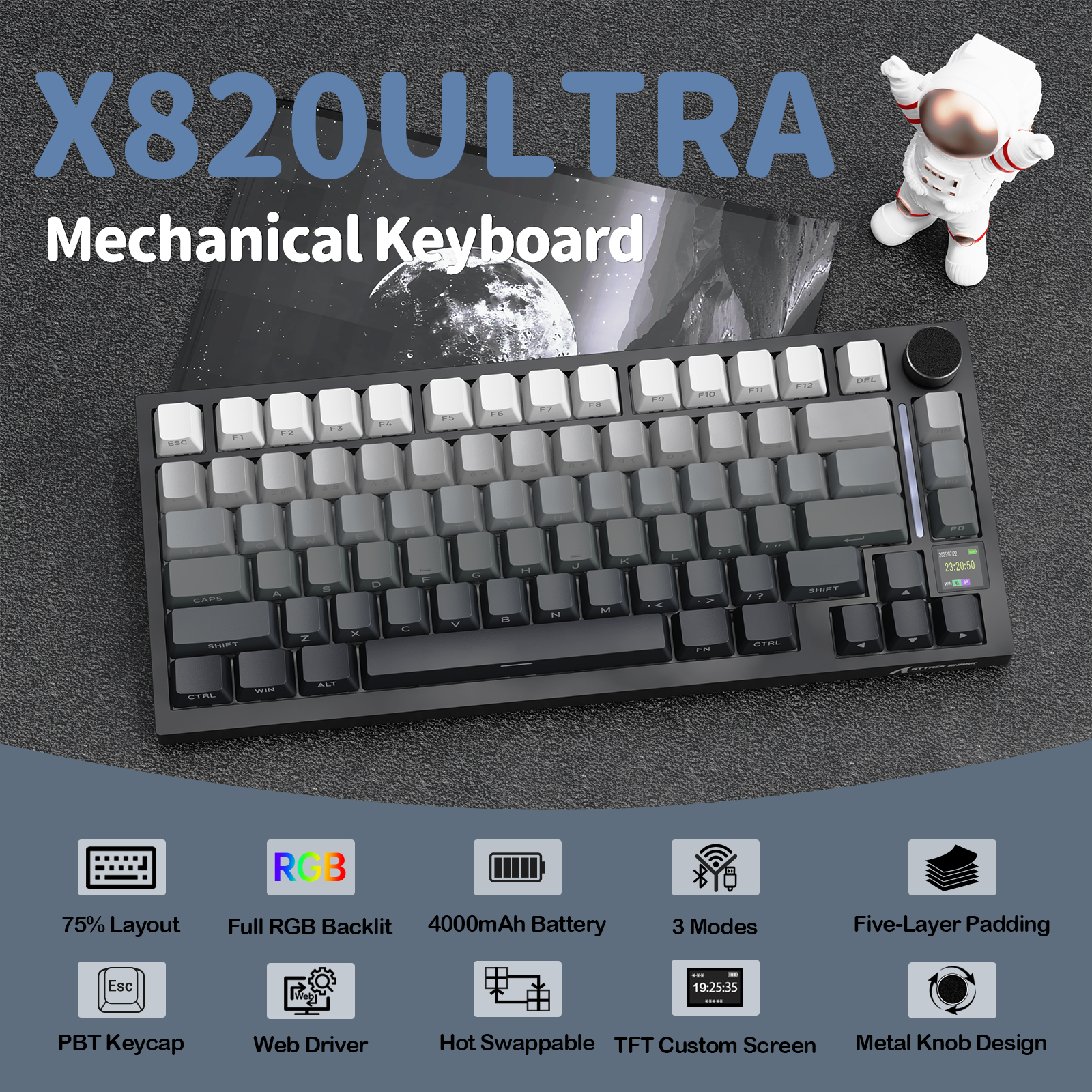 Clavier mécanique à joint tri-mode ATTACK SHARK X820Ultra
