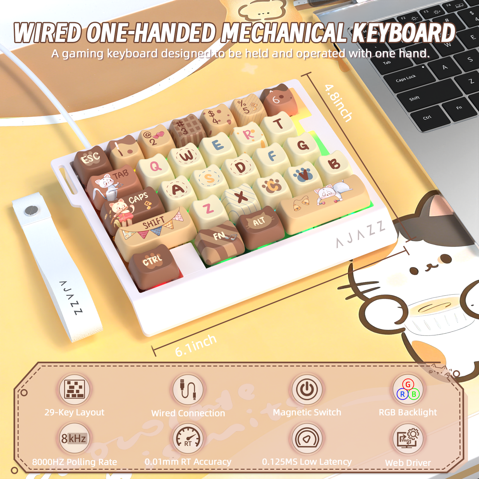 ATTACK SHARK X AJAZZ AK029 Wired One-Handed Gaming Keyboard