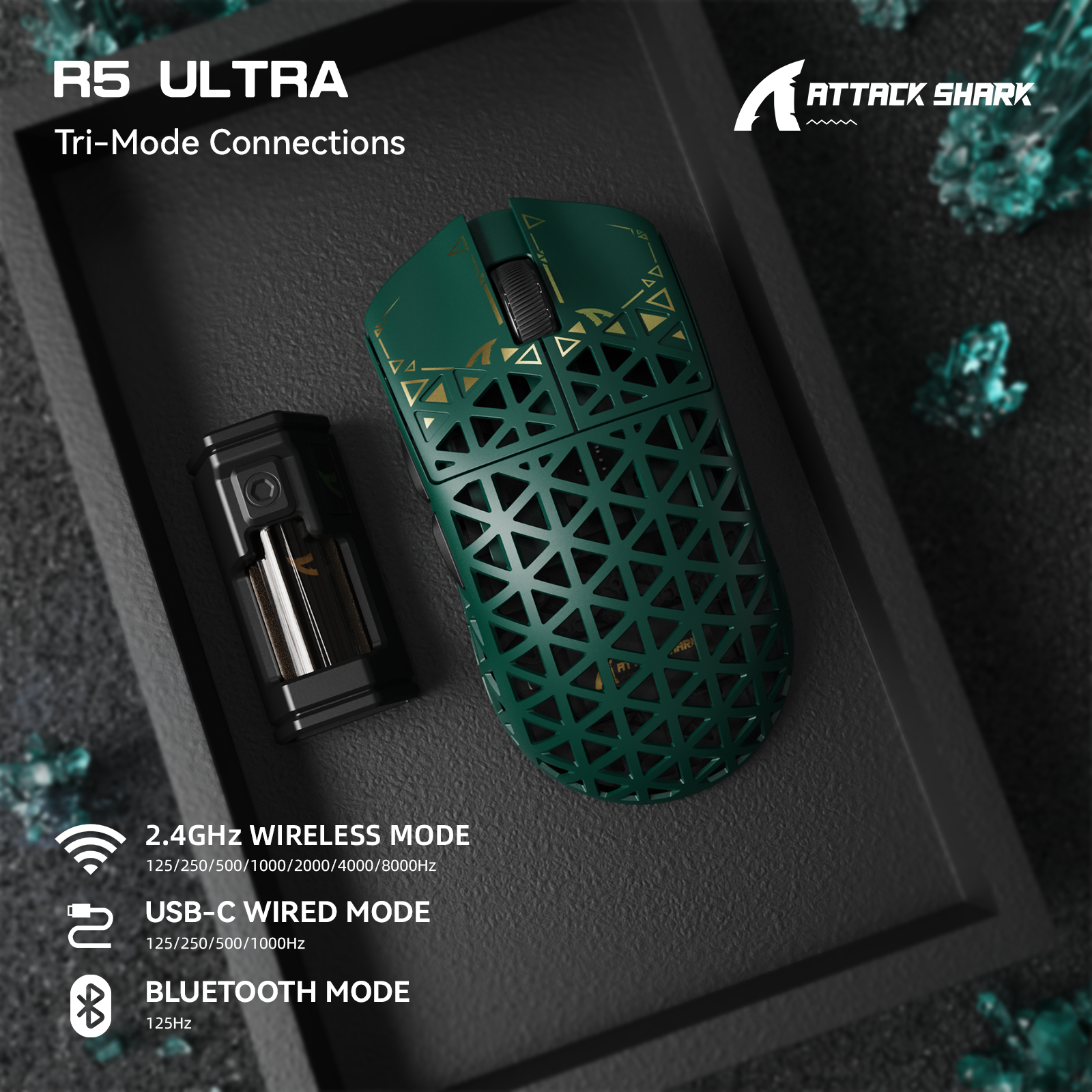 ATTACK SHARK R5 Ultra Carbon Fiber Wireless 8K PAW3950MAX Gaming Mouse