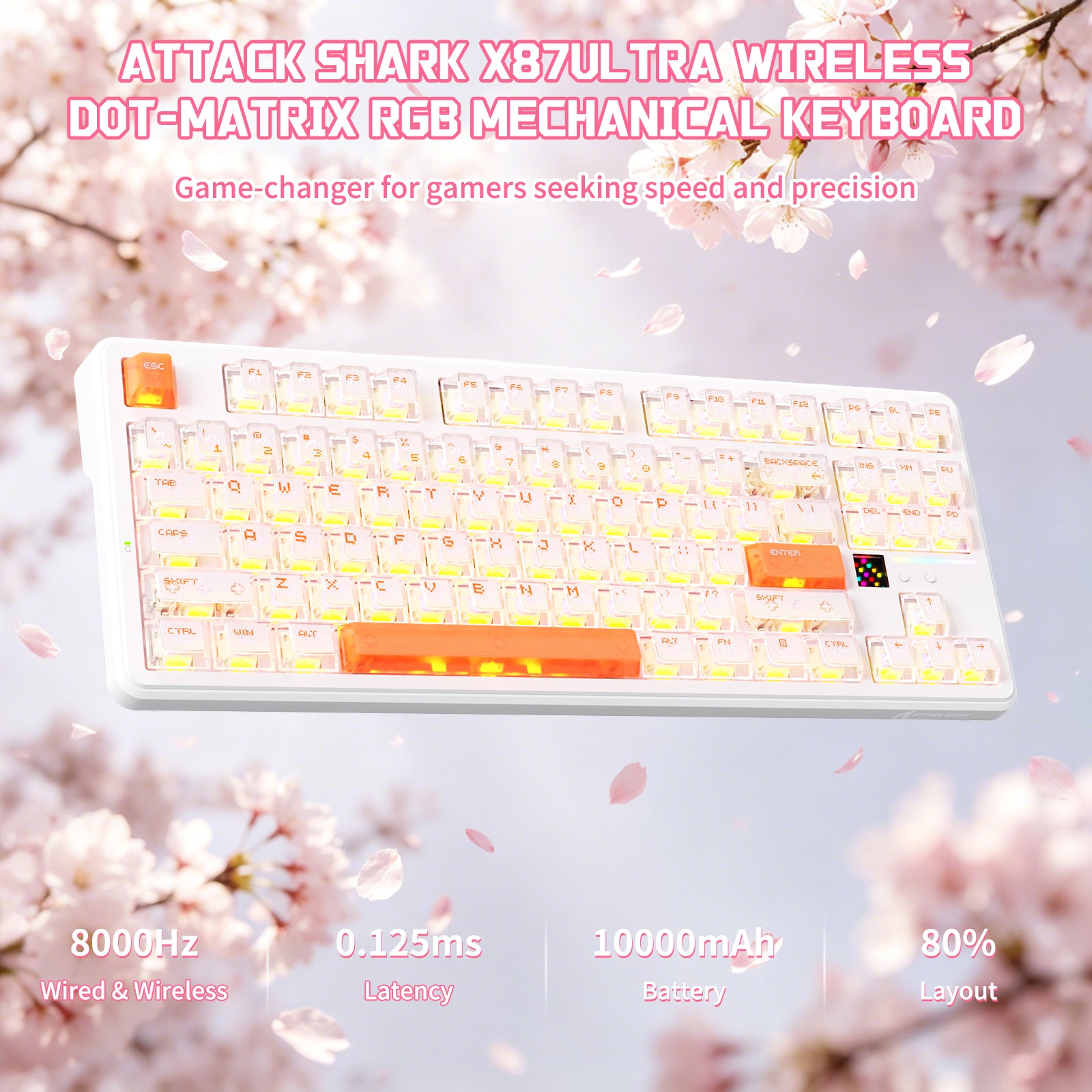 ATTACK SHARK X87 ULTRA ワイヤレス メカニカルキーボード 8K ワイヤレスレシーバー付き