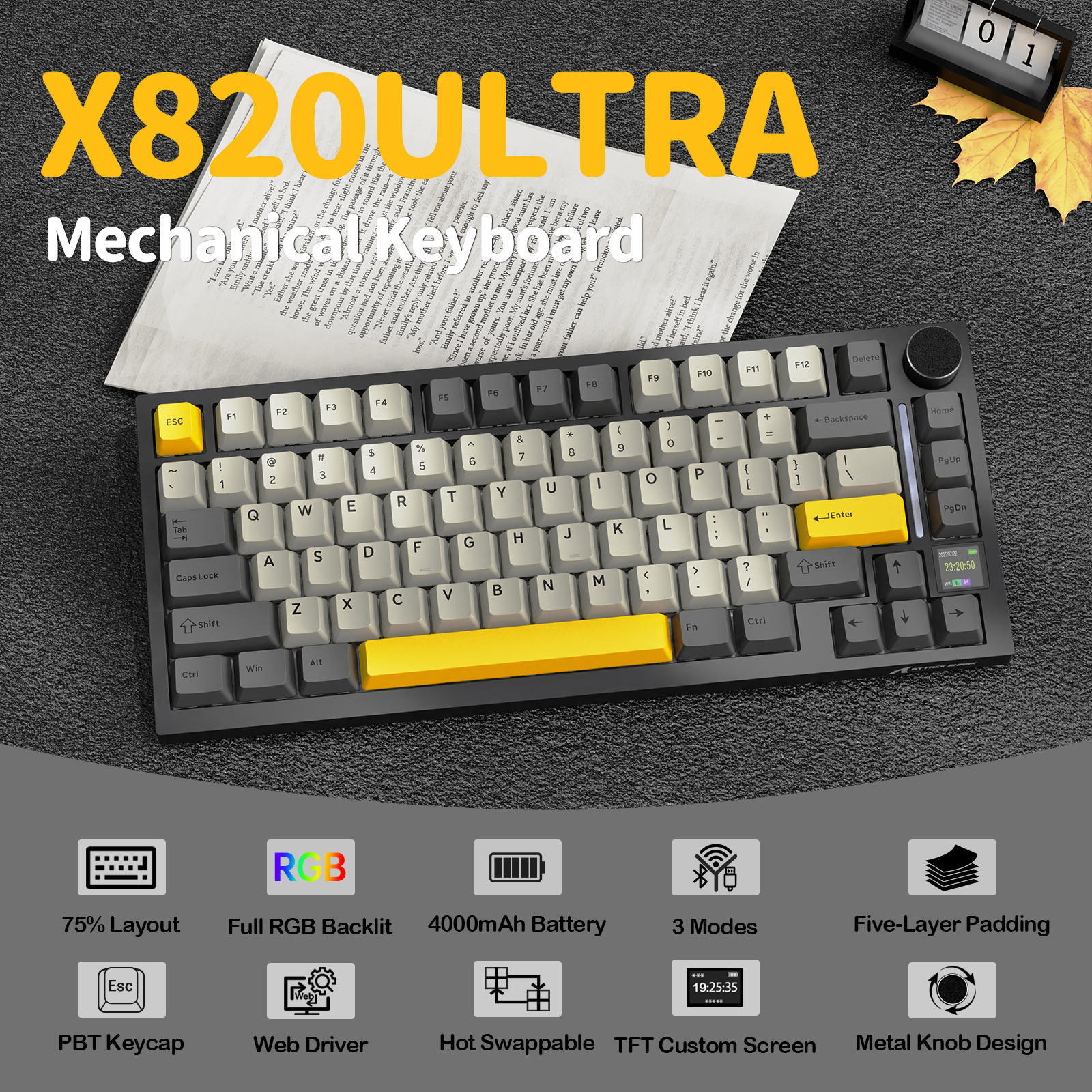 Clavier mécanique à joint tri-mode ATTACK SHARK X820Ultra