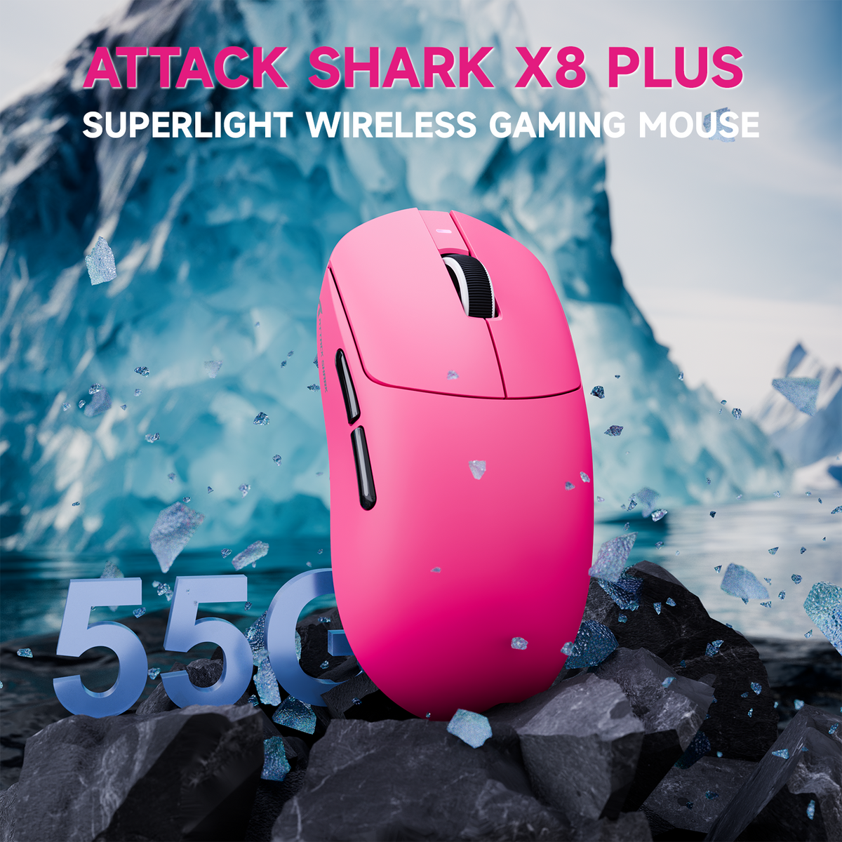 Mouse gamer sem fio de três modos ATTACK SHARK X8 PLUS com cabo C06 ULTRA