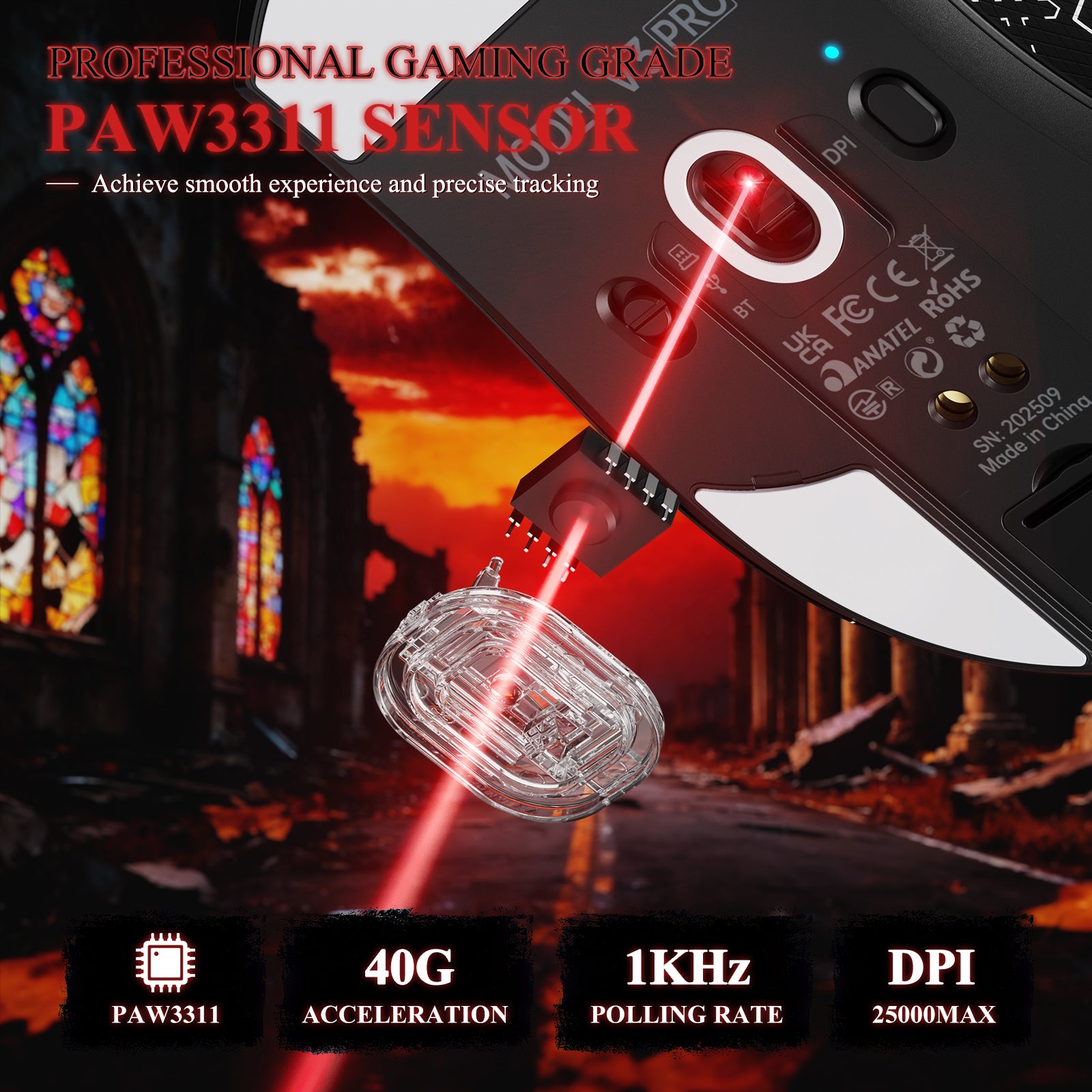 ATTACK SHARK V3PRO 超軽量トライモードゲーミングマウス(充電ドック付き)