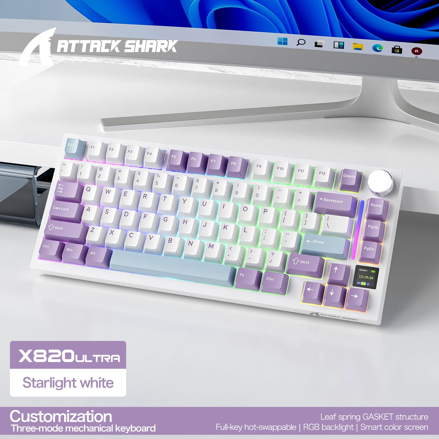 Teclado mecánico ATTACK SHARK X820ULTRA con cable en espiral C01ULTRA