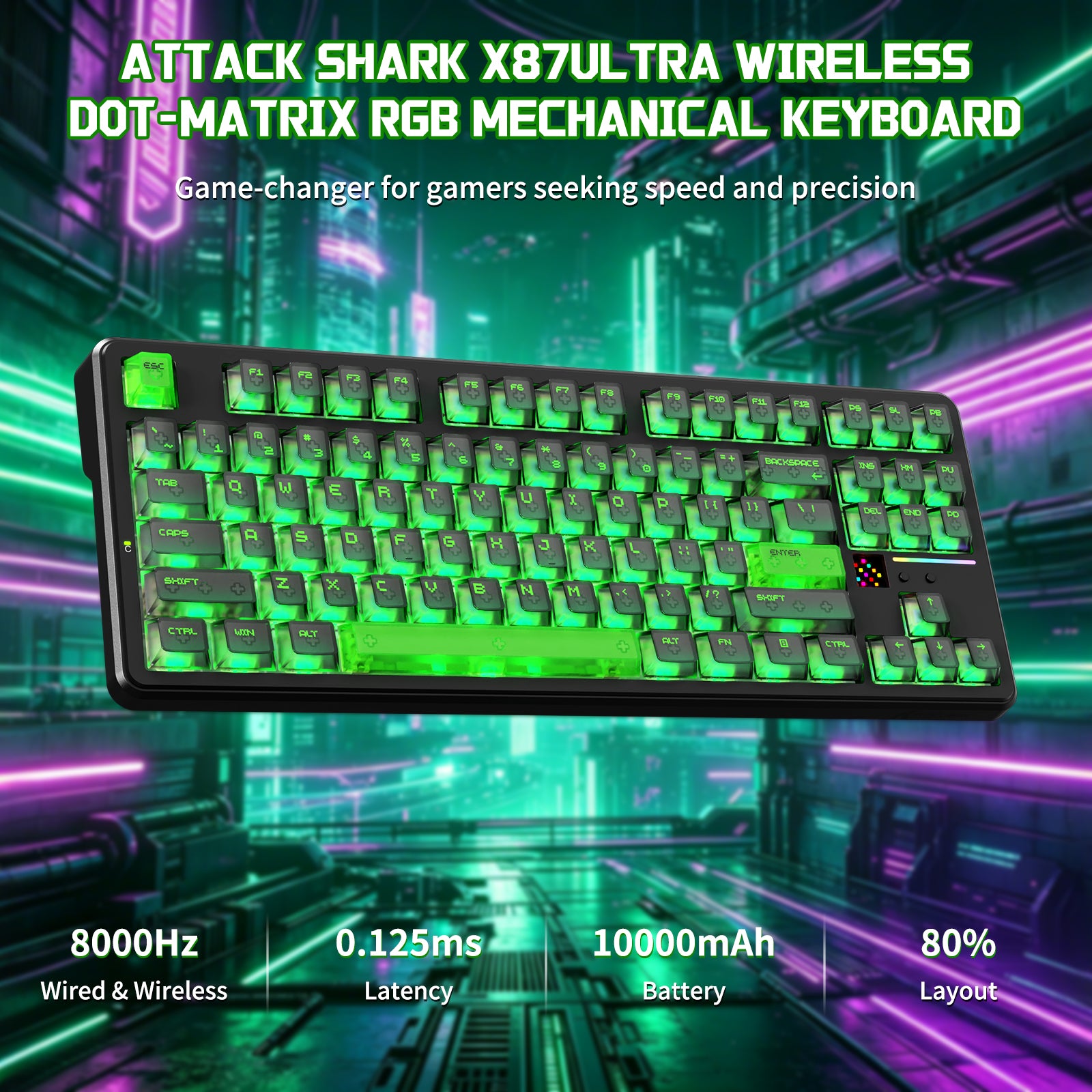 ATTACK SHARK X87 ULTRA ワイヤレス メカニカルキーボード 8K ワイヤレスレシーバー付き