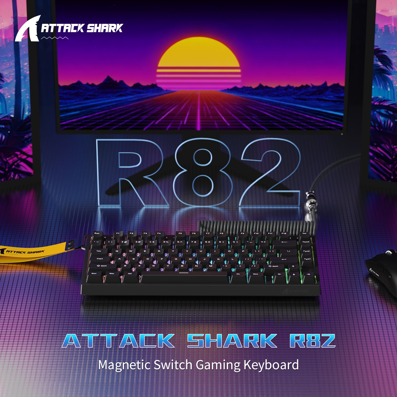 ATTACK SHARK R82 HE 有線 75% ゲーミングキーボード(C01ULTRA LEDケーブル付き)