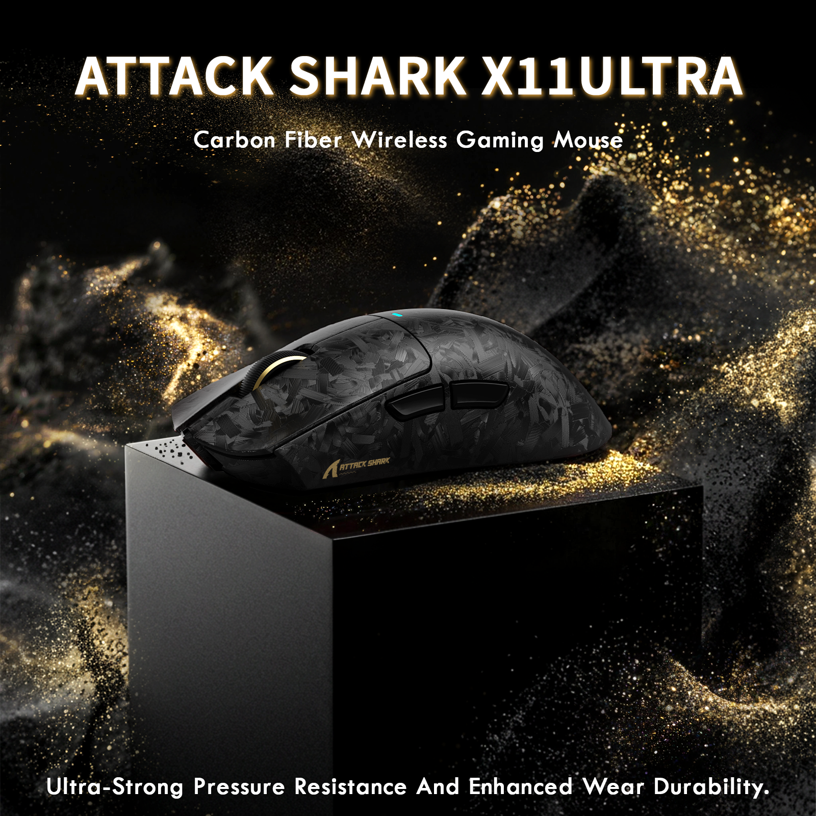 Mouse Gamer Sem Fio ATTACK SHARK X11 ULTRA Fibra de Carbono Com Cabo LED Ultra C06