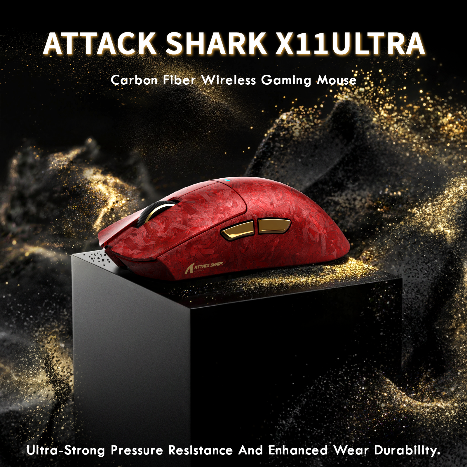 Mouse Gamer Sem Fio ATTACK SHARK X11 ULTRA Fibra de Carbono Com Cabo LED Ultra C06