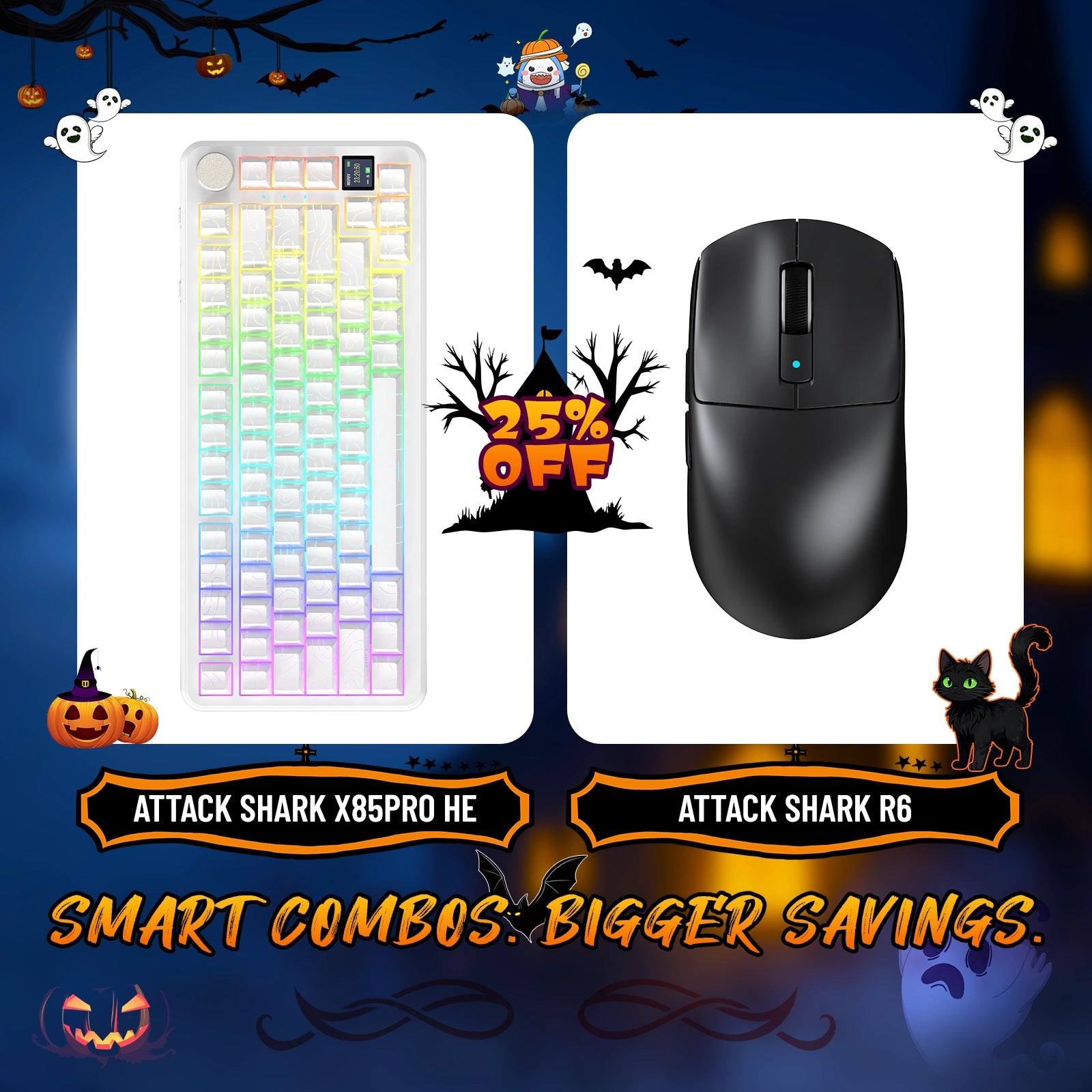 ATTACK SHARK X85PRO Tri-Mode Gasket Mechanische Tastatur + R6 Kabellose Gaming-Maus im Bundle