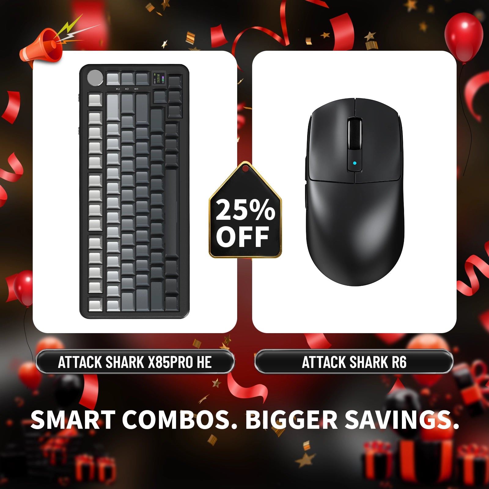 ATTACK SHARK X85PRO Tri-mode Gasket Mechanical Keyboard + R6 Wireless Gaming Mouse Bundle