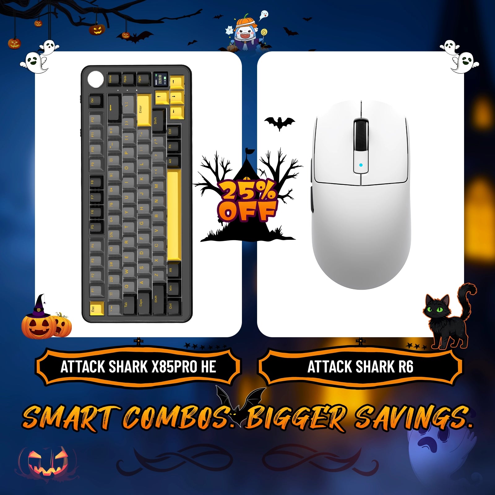 ATTACK SHARK X85PRO Tri-Mode Gasket Mechanische Tastatur + R6 Kabellose Gaming-Maus im Bundle